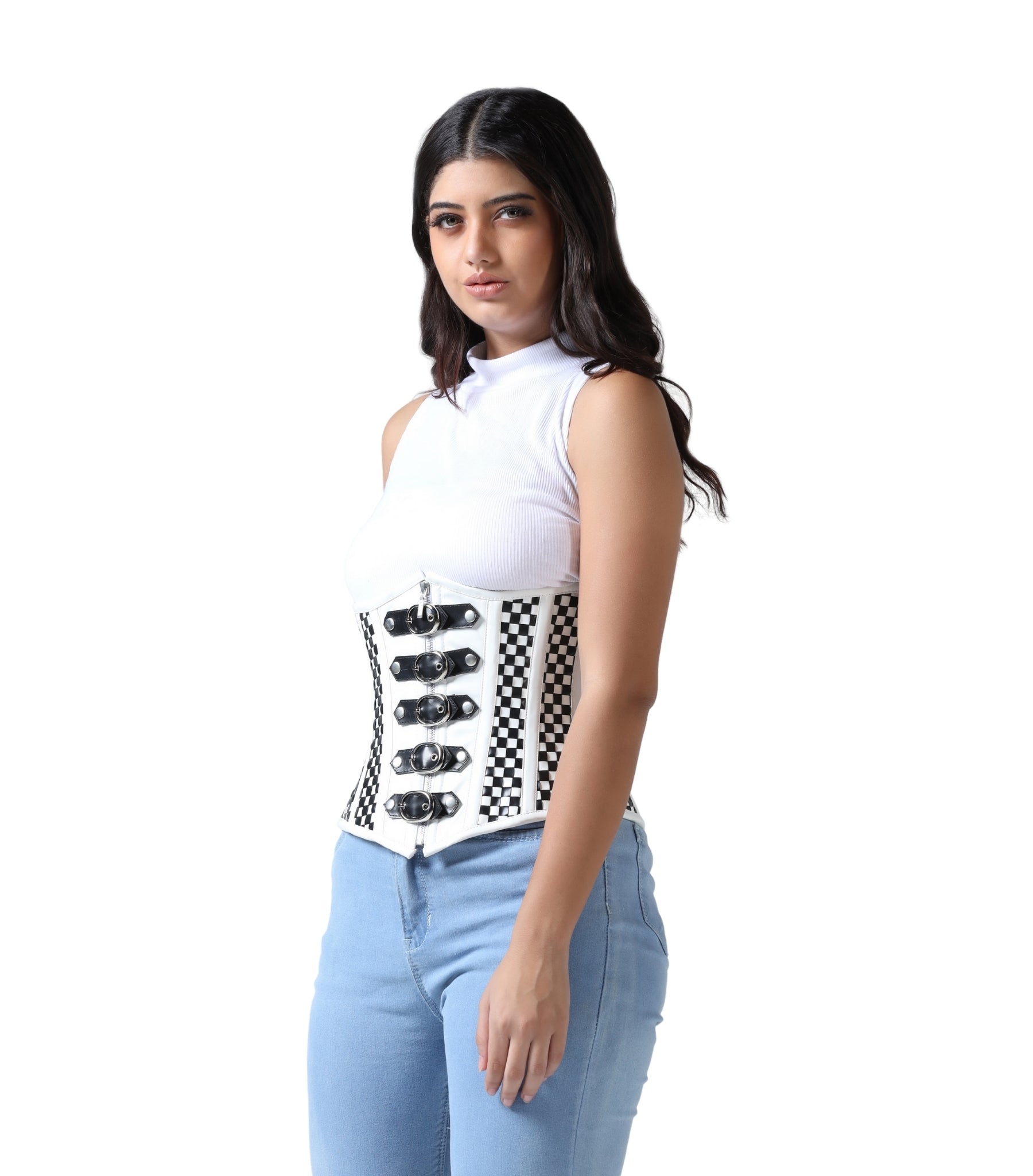White Pu Underbust Steel Boned Corset Easto Garments