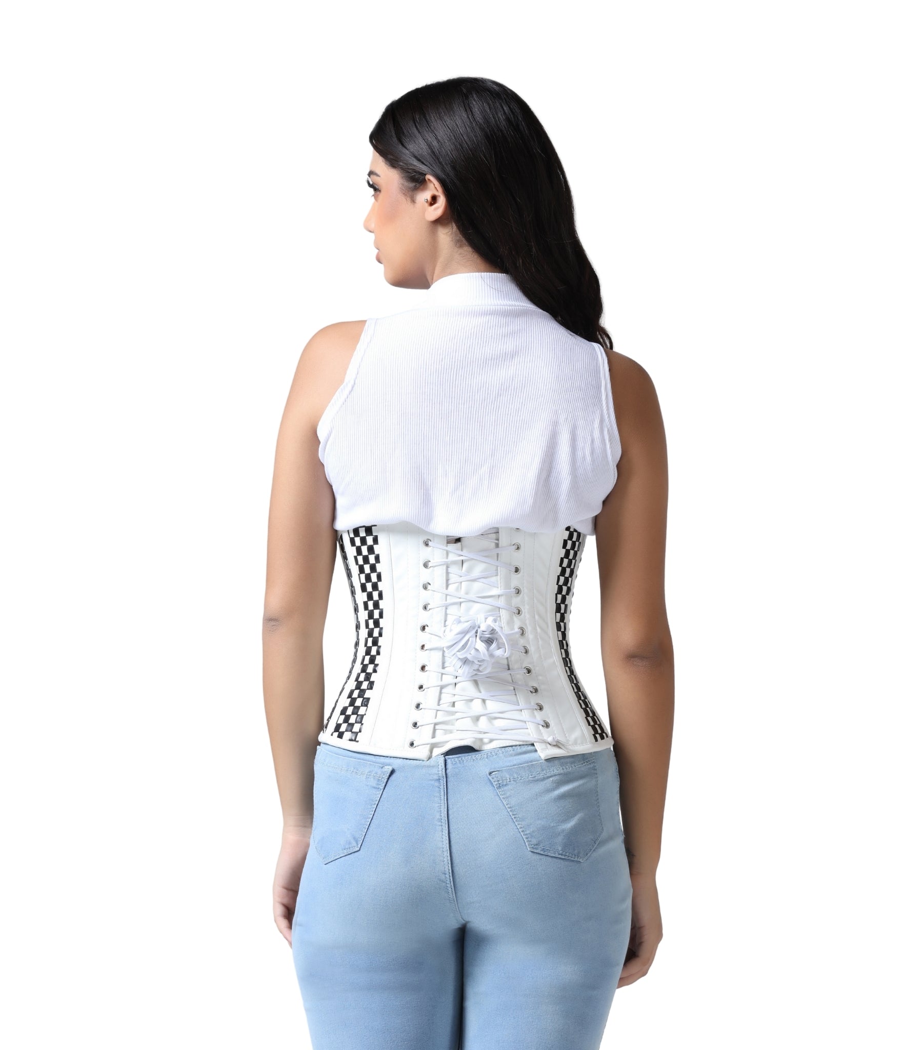White Pu Underbust Steel Boned Corset Easto Garments
