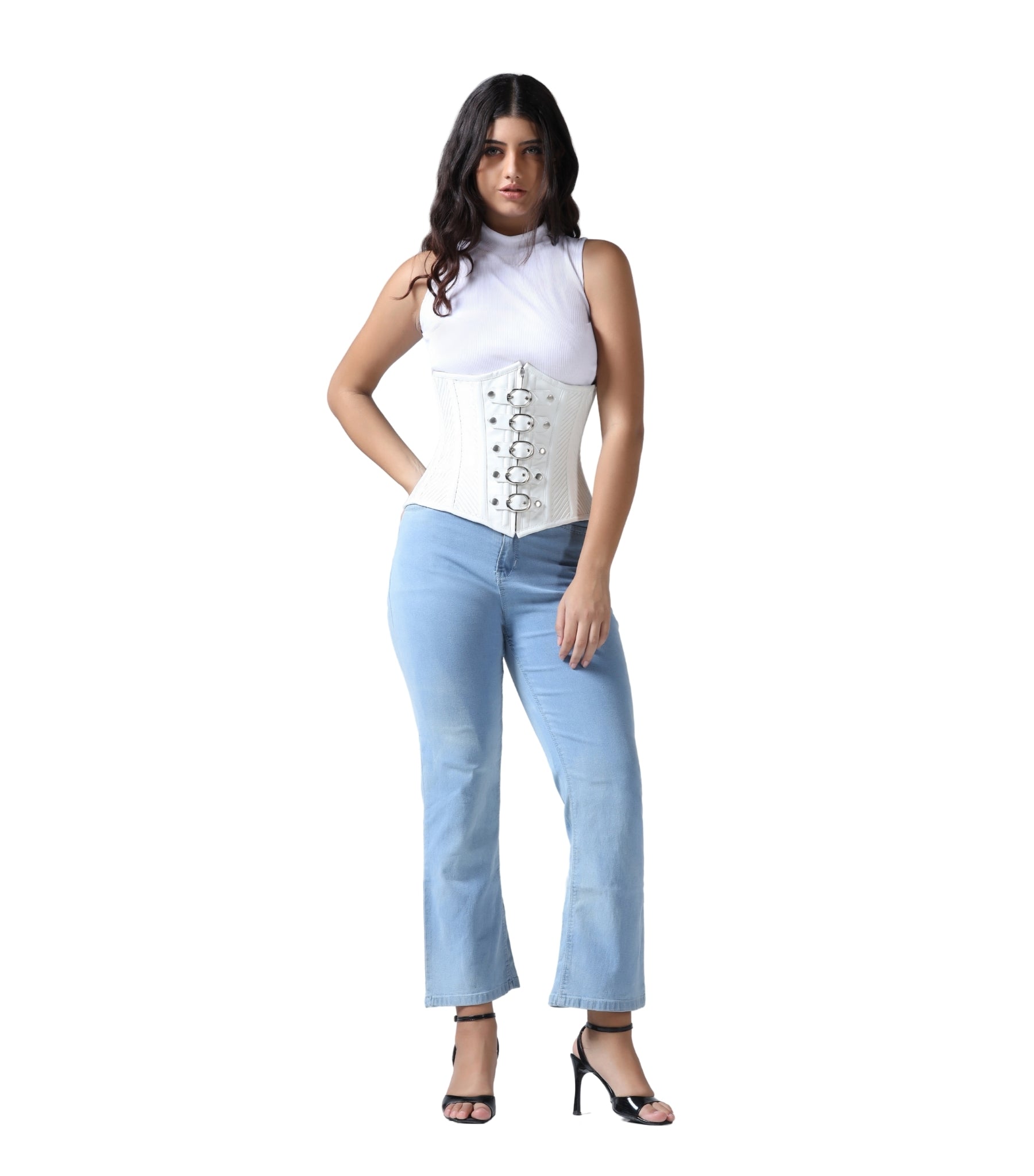 White Pu Underbust Steel Boned Corset Easto Garments
