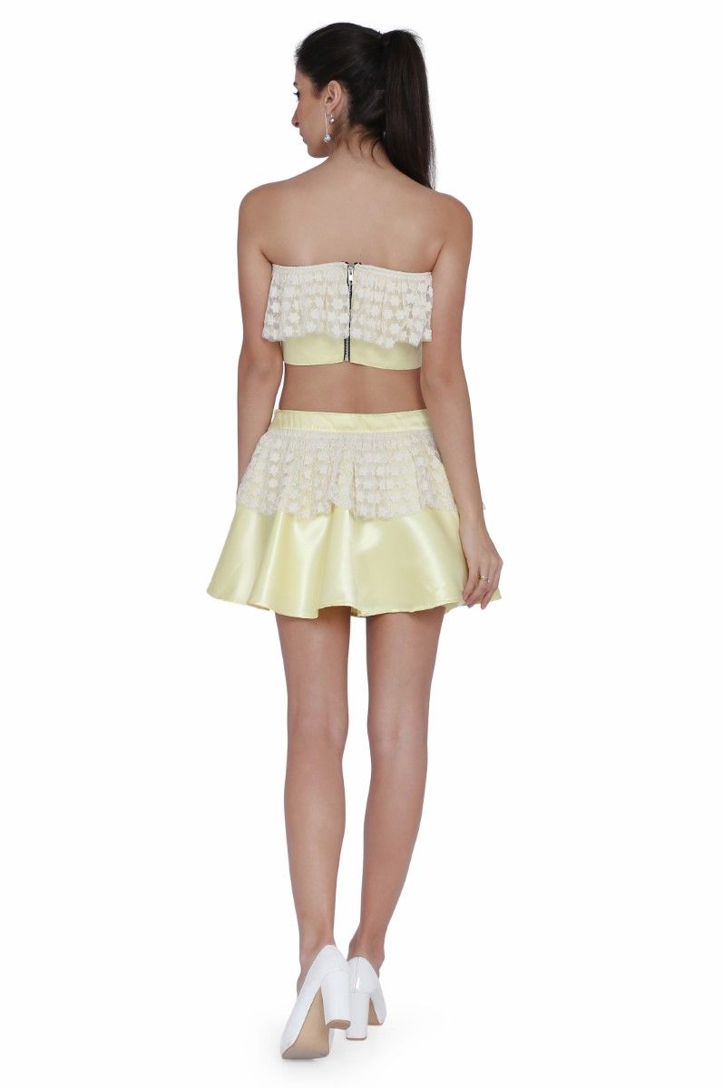 Light yellow and off white western dress. Easto Garments