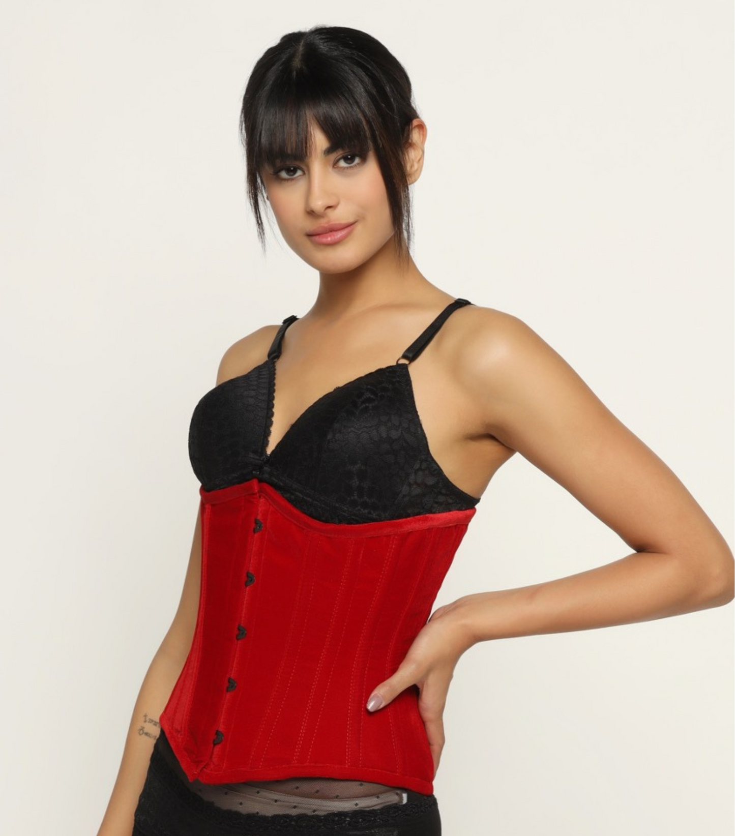 Velvet waist reducing underbust corset