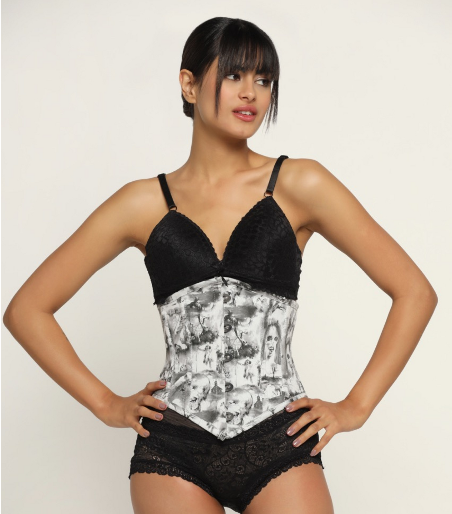 Quatrefoil printed Waist Reducing Authentic Steel Boned Sexy Underbust Corset