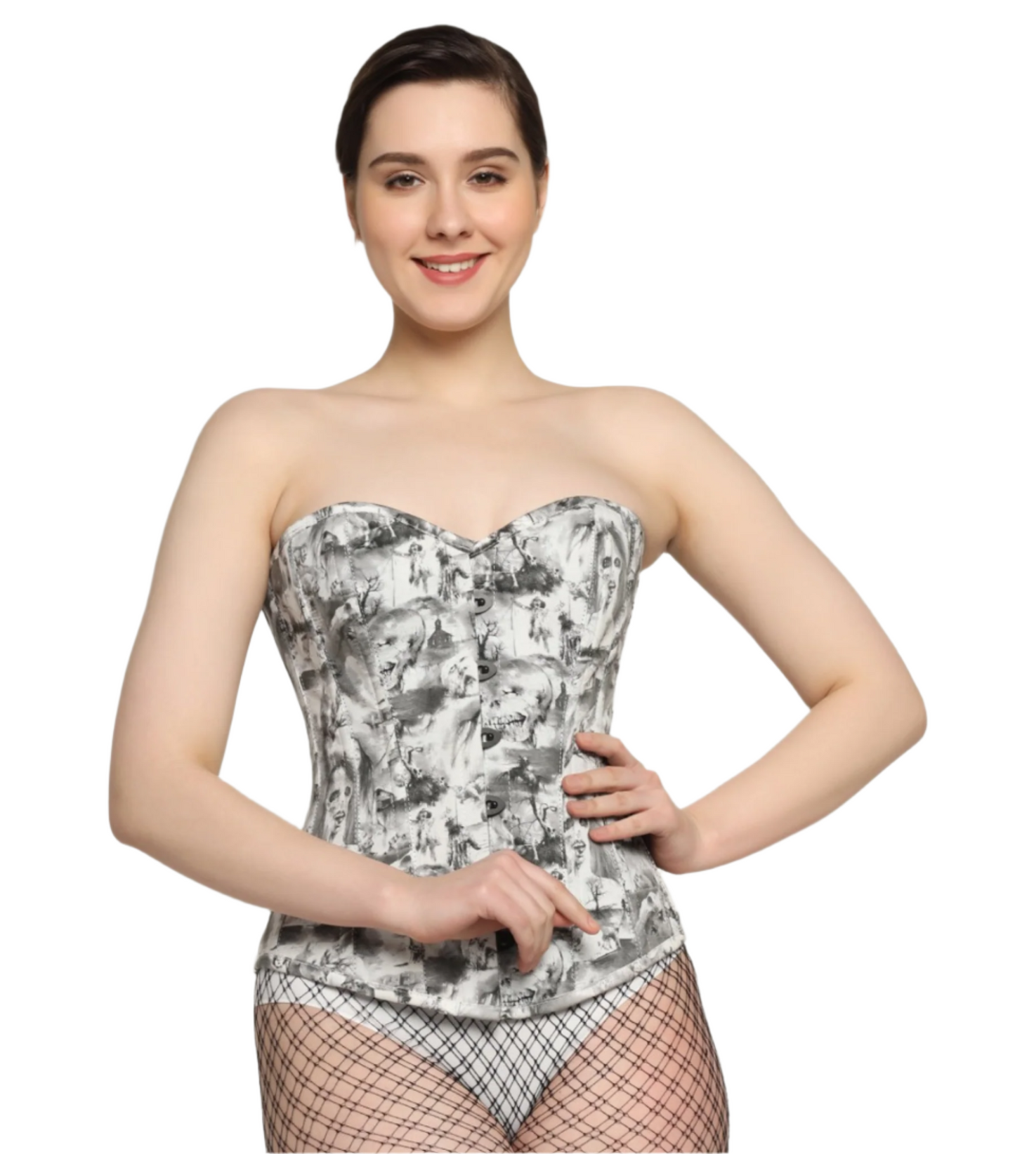 Quatrefoil printed waist reducing overbust Corsets
