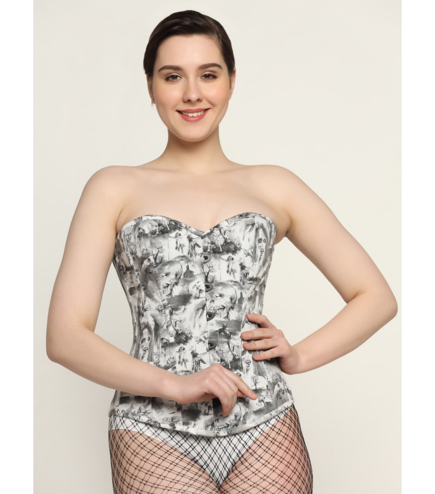 Quatrefoil printed waist reducing overbust Corsets