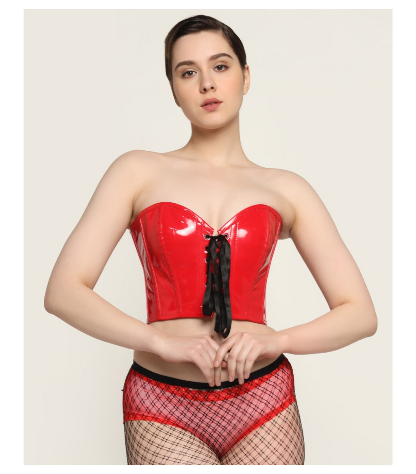 Red  Pvc Corset Top