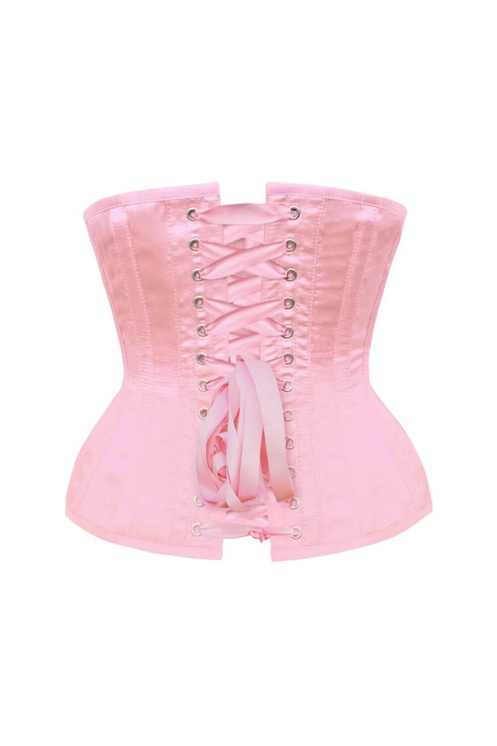 Pink Satin Authentic Steel Boned Underbust Corset