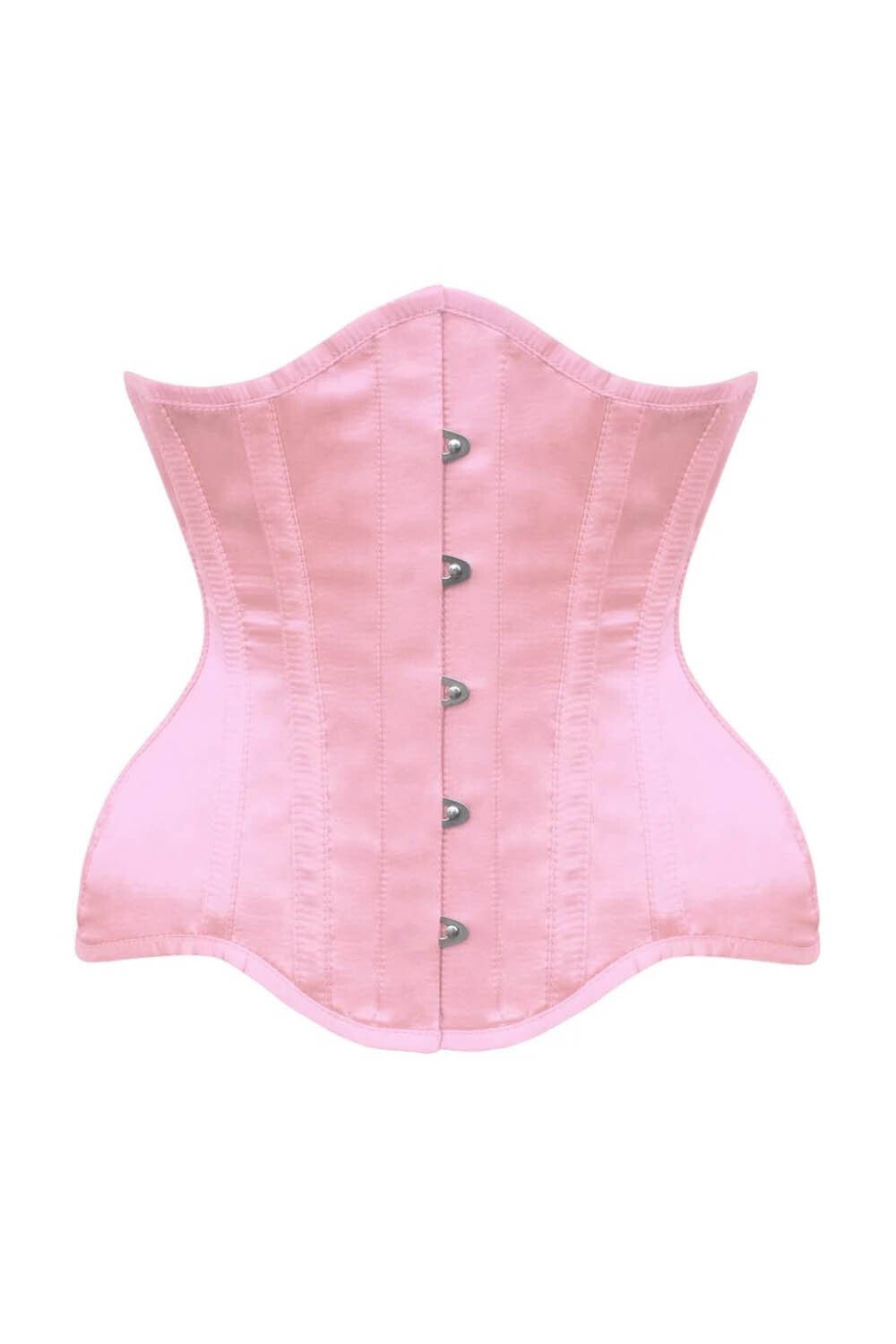 Pink Satin Authentic Steel Boned Underbust Corset