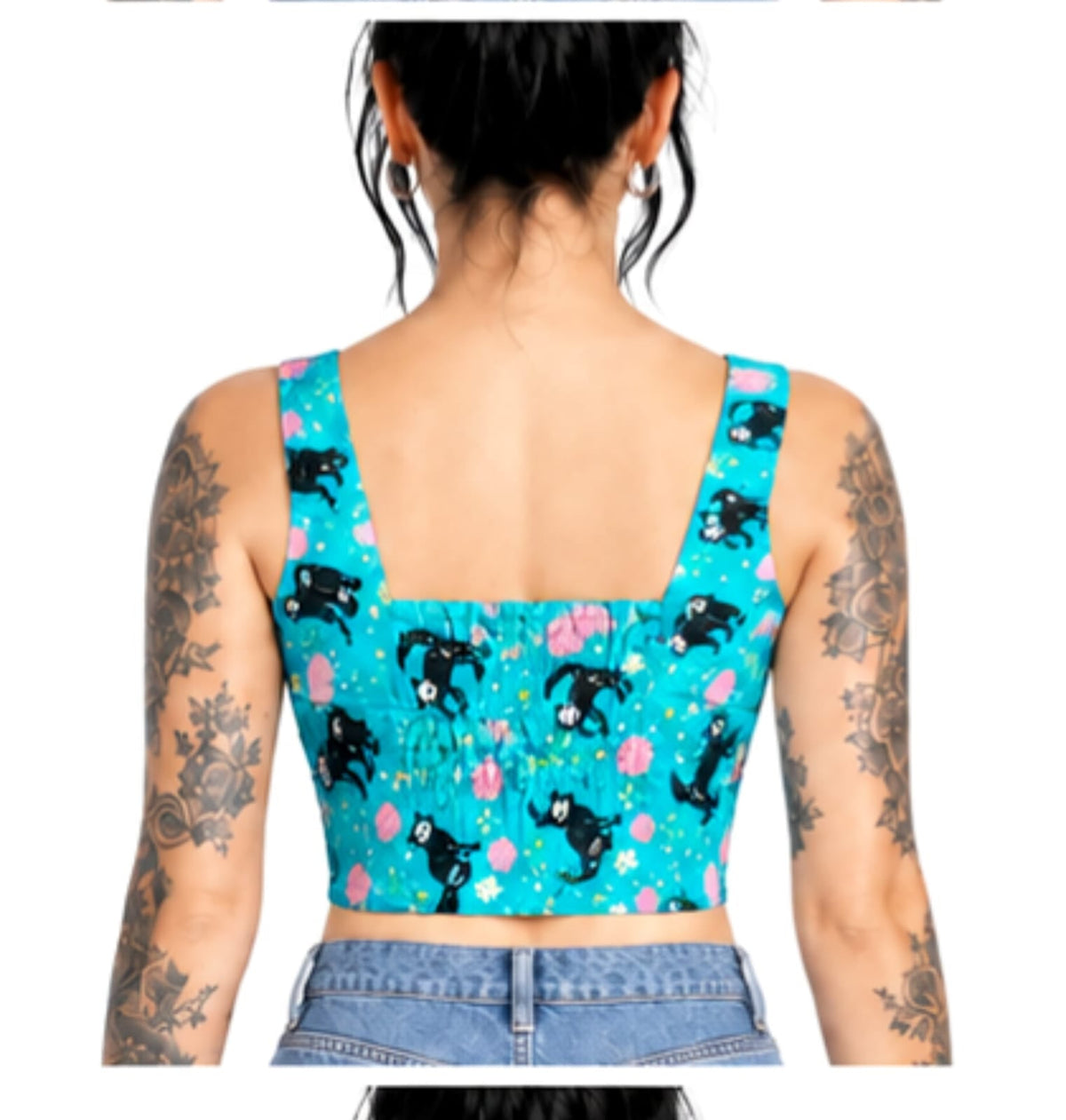 Camille Cat Print Cotton Wholesale Crop Top Easto Garments