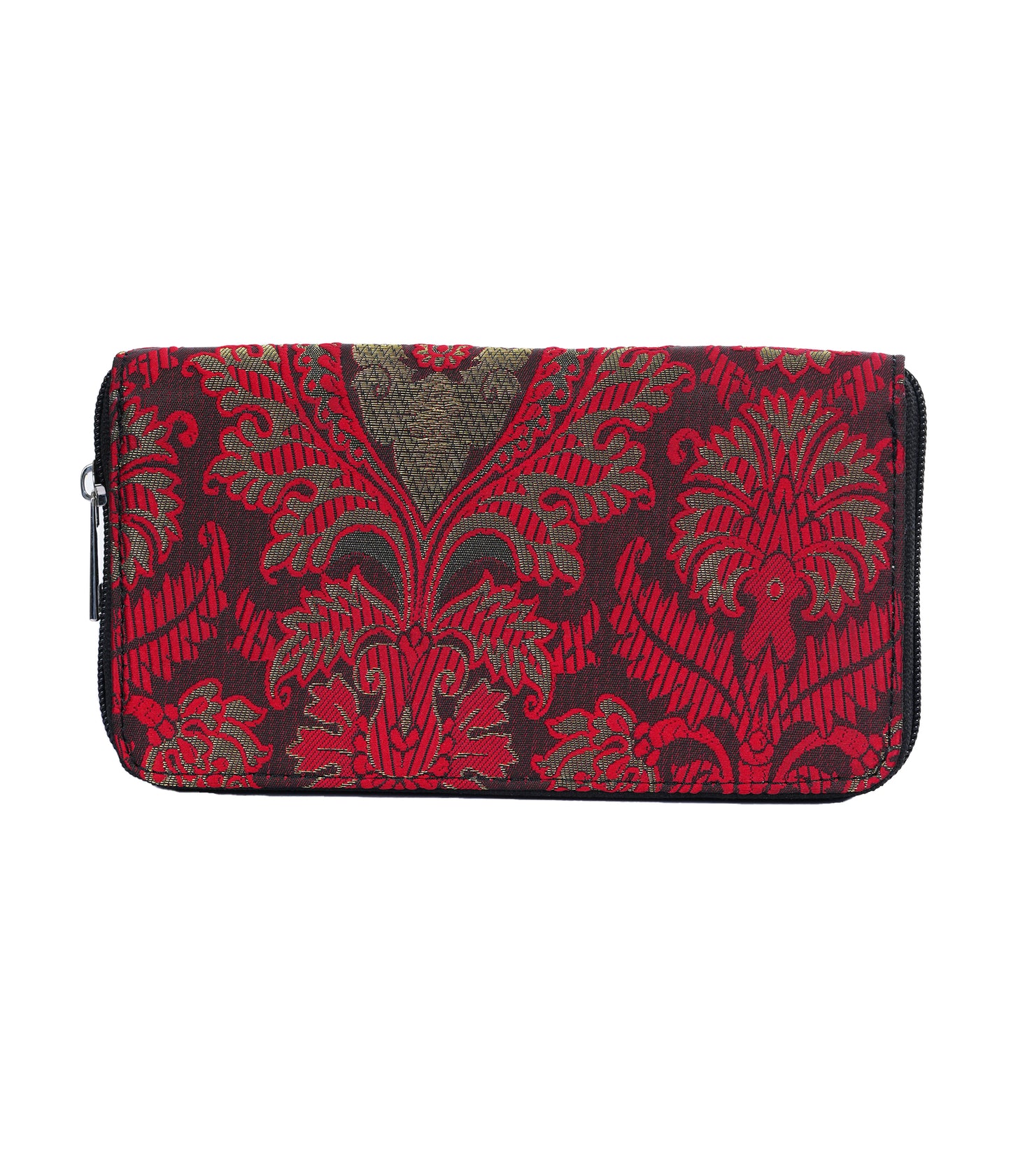 Rot/grüne Jacquard-Geldbörse mit schwarzer Schleife aus Kunstleder