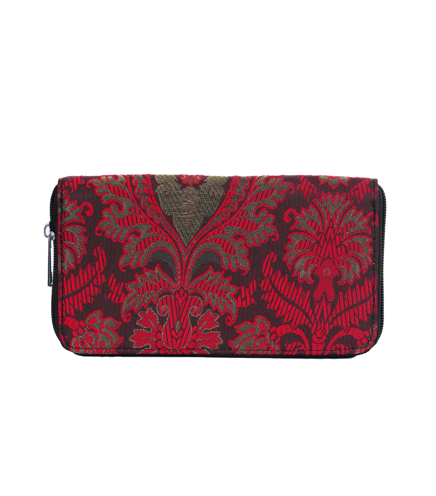 Rot/grüne Jacquard-Geldbörse mit schwarzer Schleife aus Kunstleder