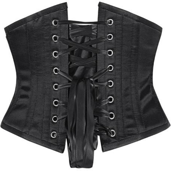 Satin Black Embroidered Fish Scale Waist Reducing  Underbust Corset (Copy) Easto Garments