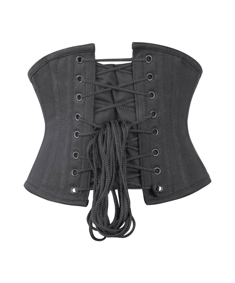 Black Cotton Waist Reducing Authentic Steel Boned Sexy Underbust Corset Easto Garments