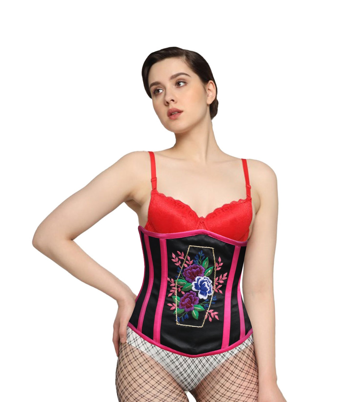 Coffin Embroidered waist reducing underbust corset