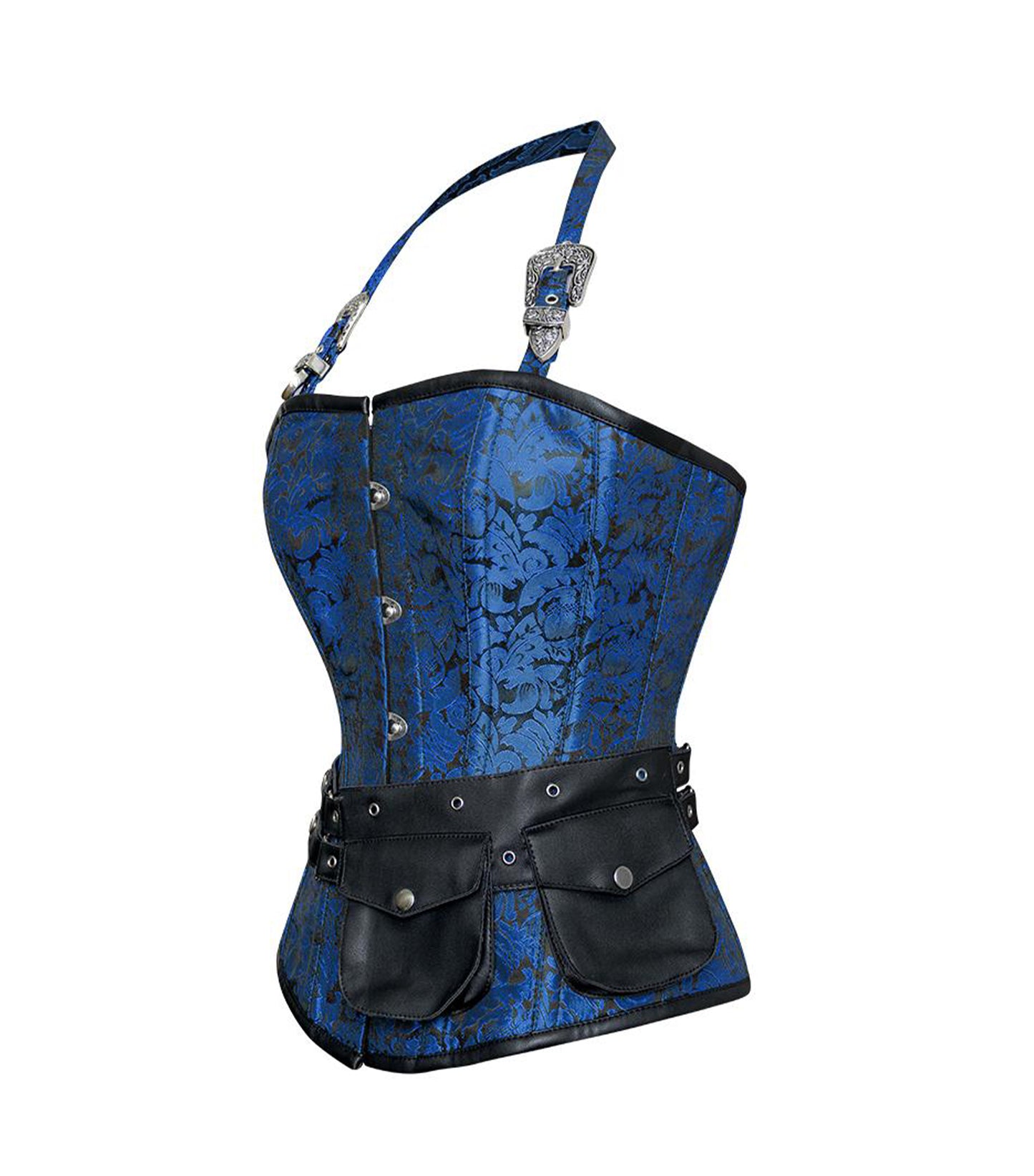 Blue brocade waist reducing ovarbust Corsets
