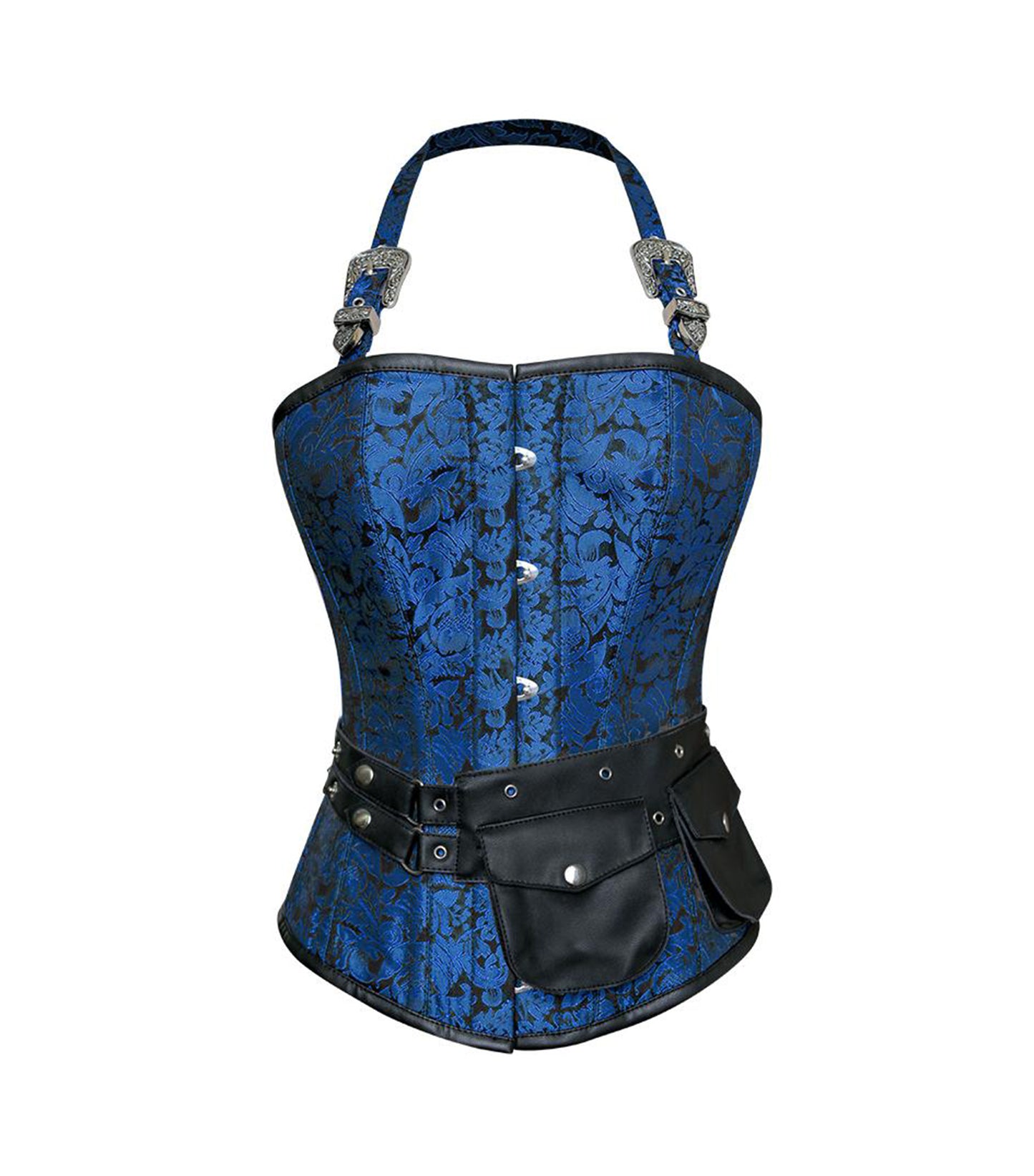 Blue brocade waist reducing ovarbust Corsets