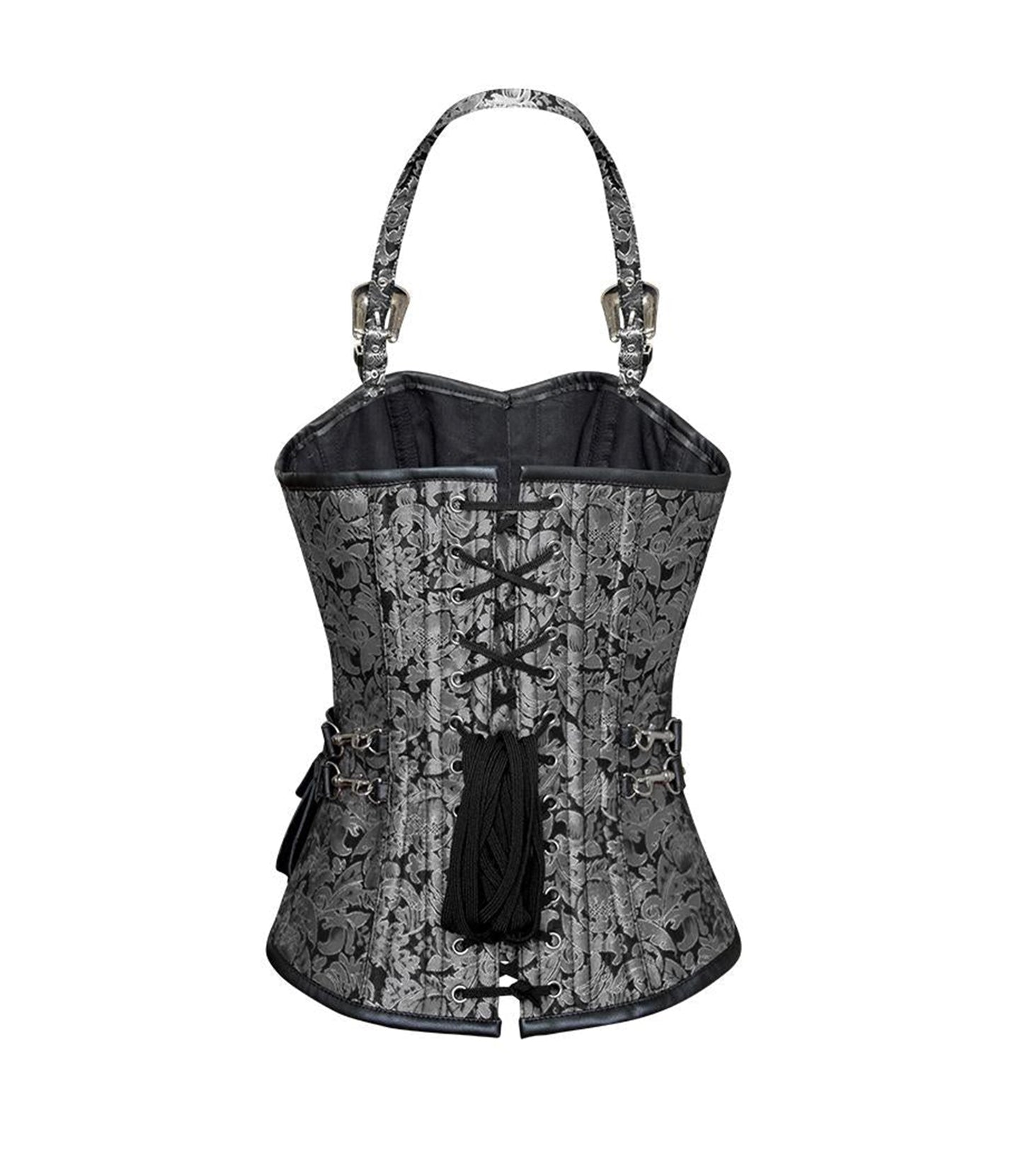 Silver Brocade Waist Reducing Overbust Corsets