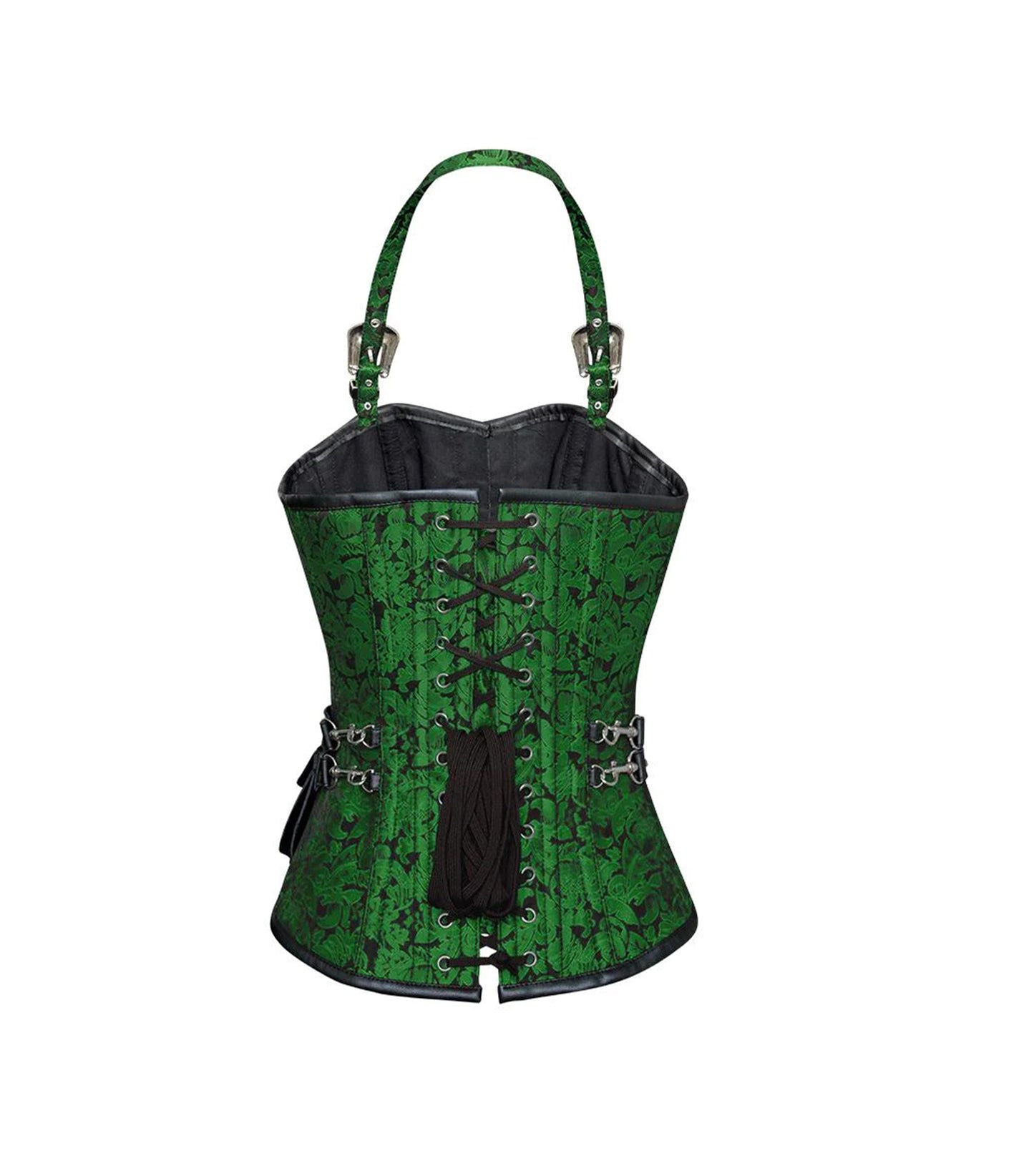Green Brocade Waist Reducing Overbust Corsets