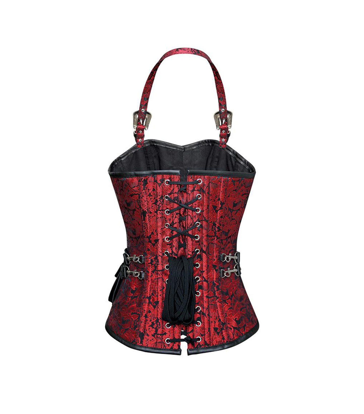 Red Brocade Waist Reducing Overbust Corsets