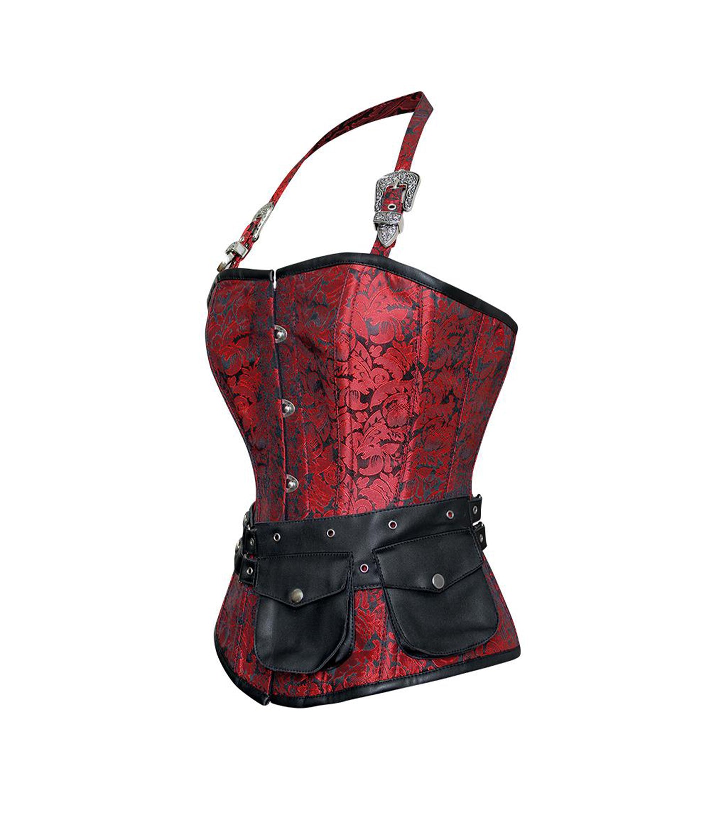 Red Brocade Waist Reducing Overbust Corsets