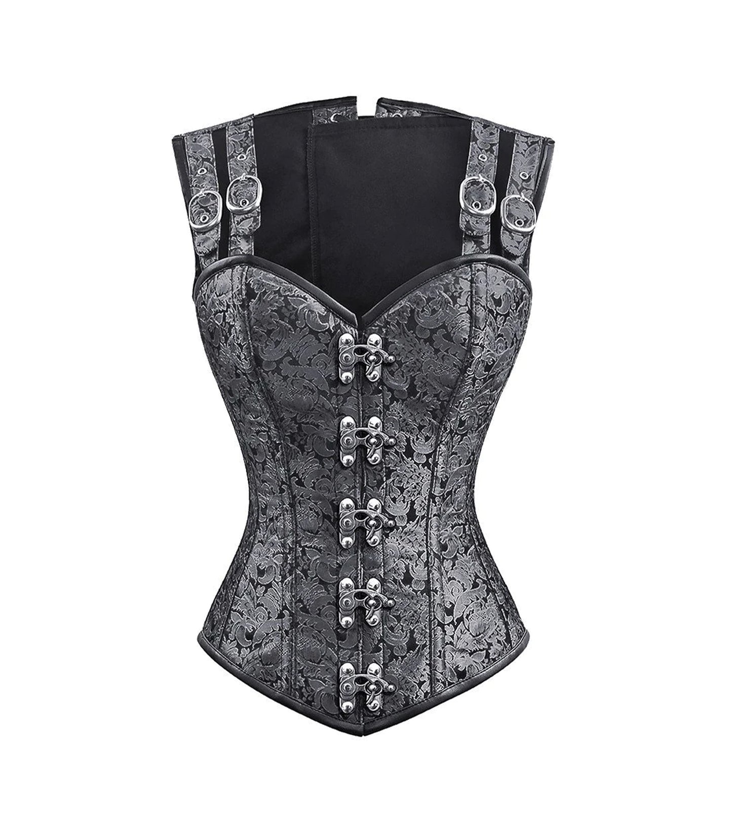 Silver Brocade Waist Reducing Overbust Corsets