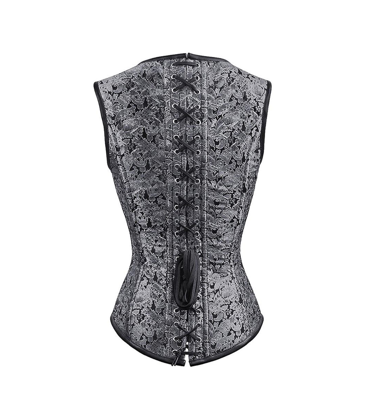 Silver Brocade Waist Reducing Overbust Corsets