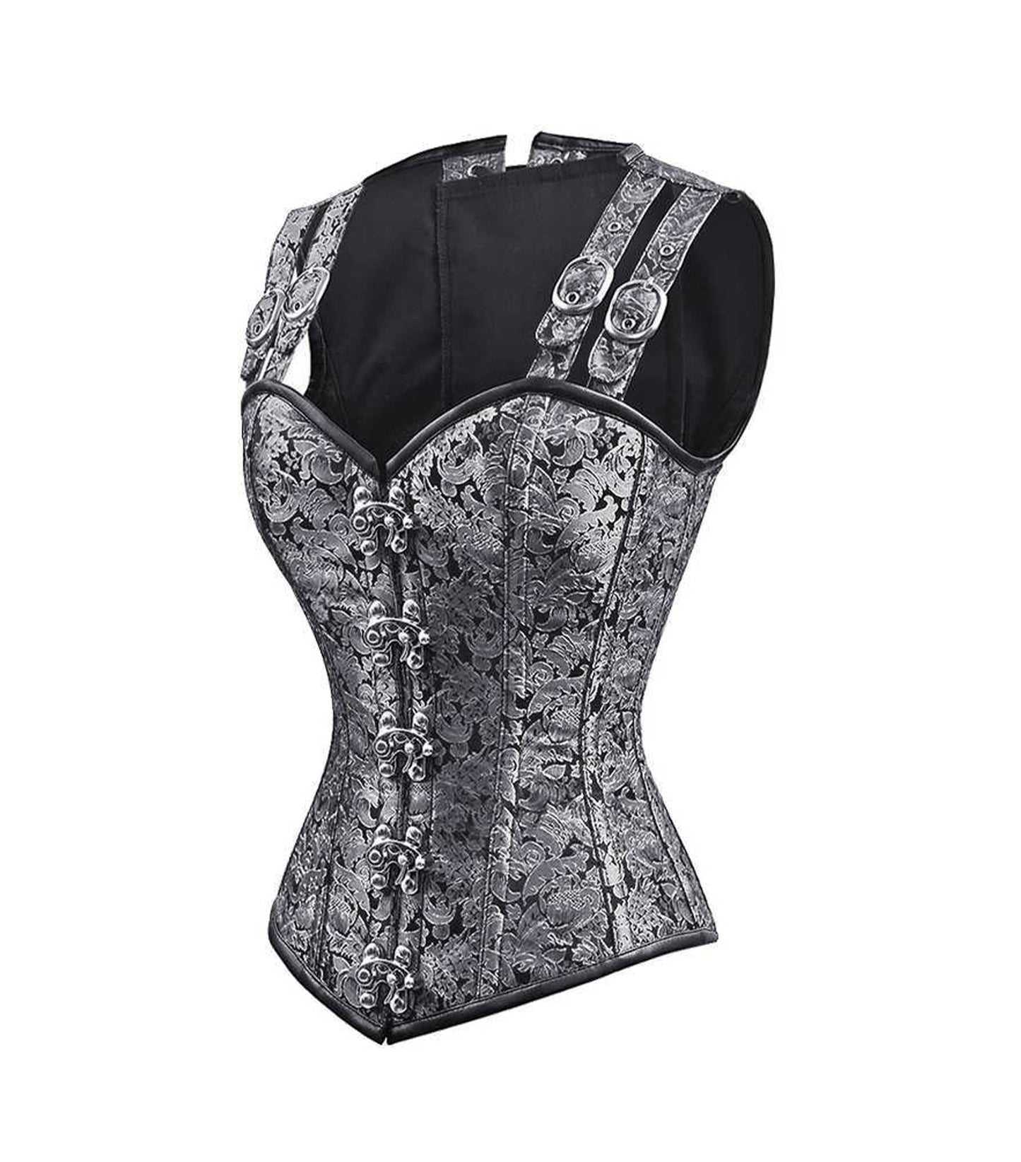 Silver Brocade Waist Reducing Overbust Corsets