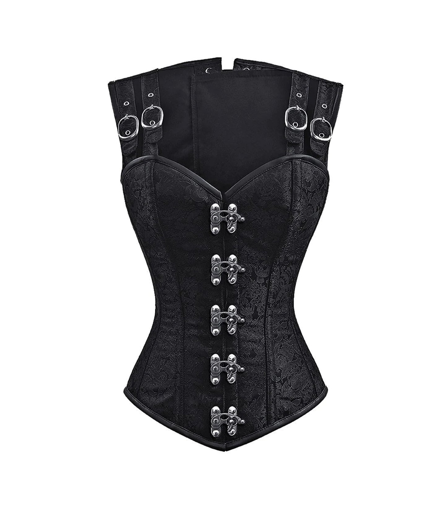 Black Brocade Waist Reducing Overbust Corsets