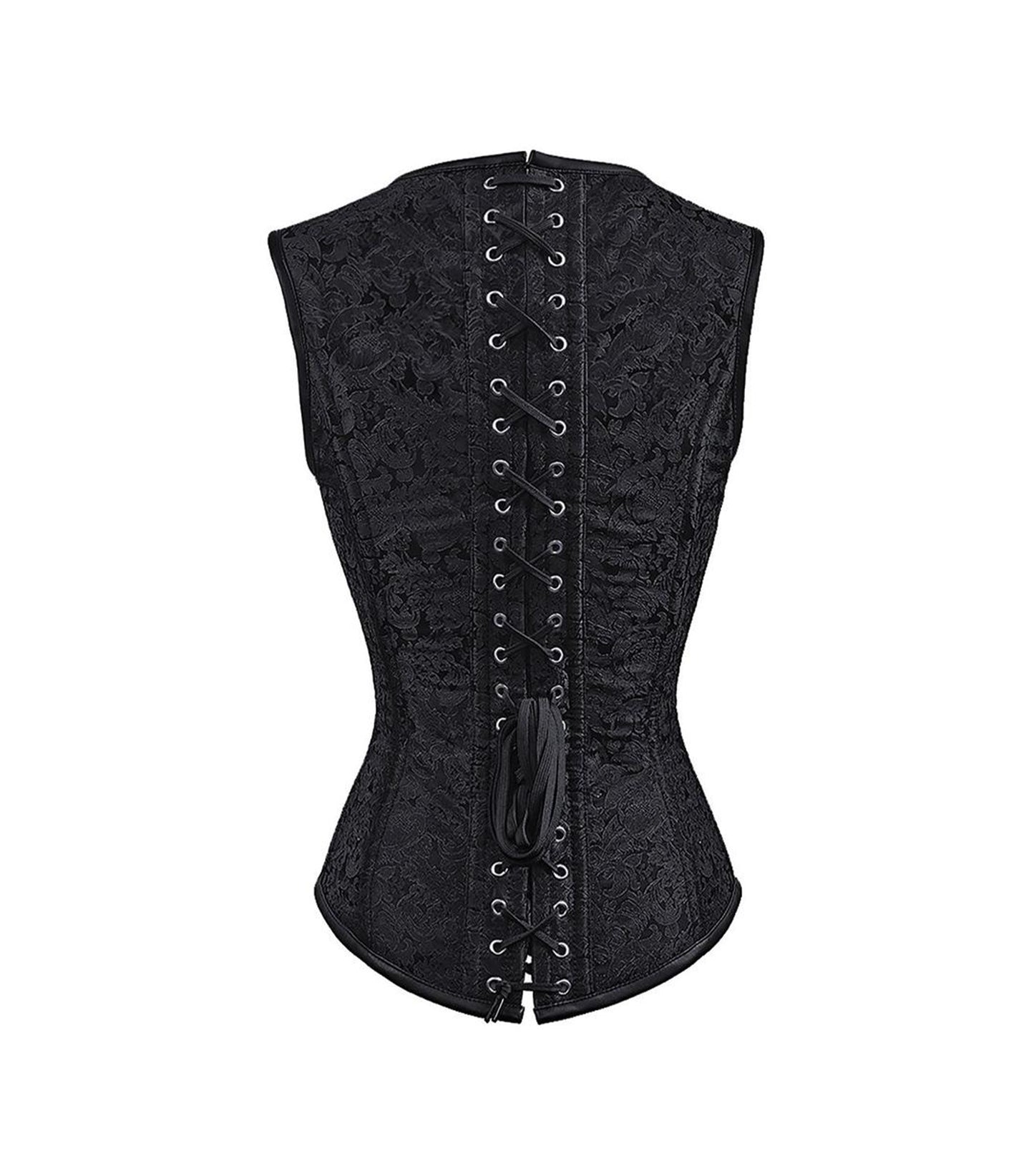 Black Brocade Waist Reducing Overbust Corsets