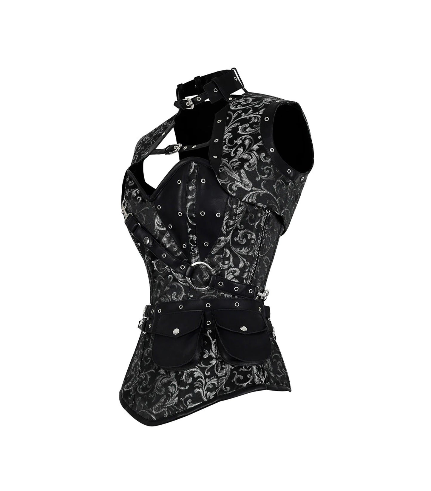 Silver Brocade Overbust Corset
