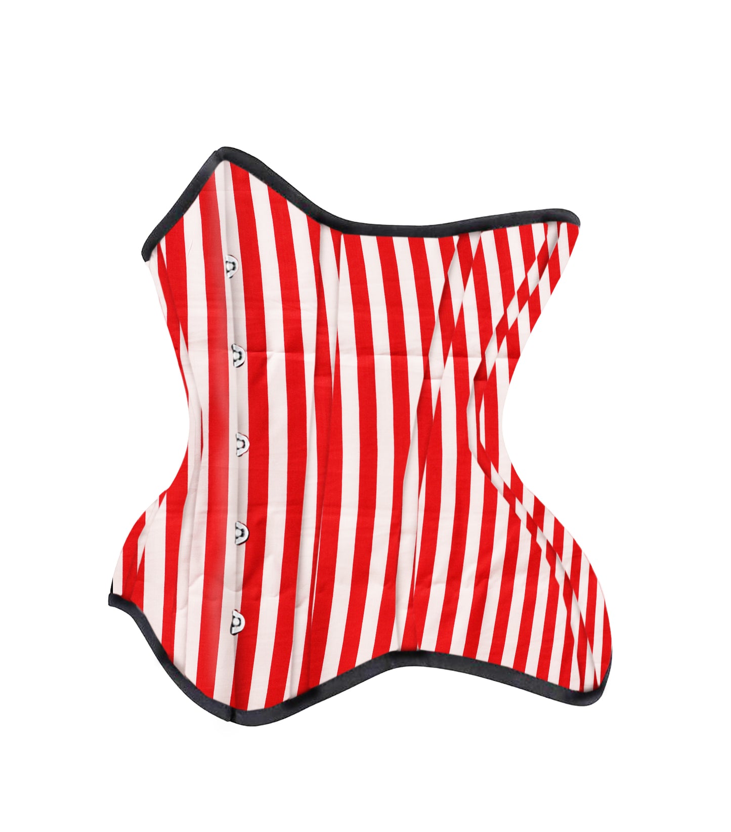 Red White Strip Cotton Authentic Steel Boned Underbust Corset