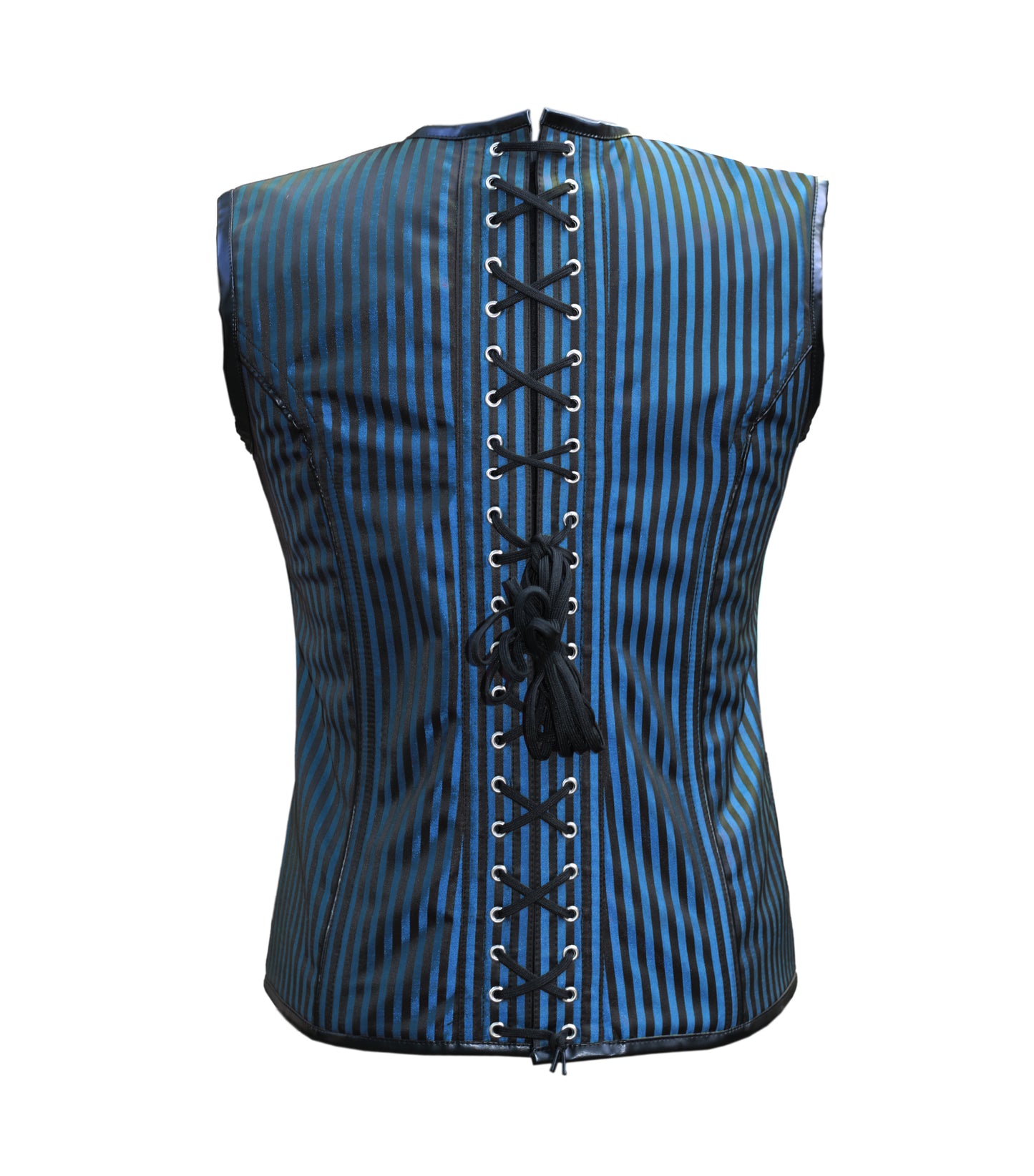 Blue Strip 600 Brocade Waist Reducing Overbust Men's Corset