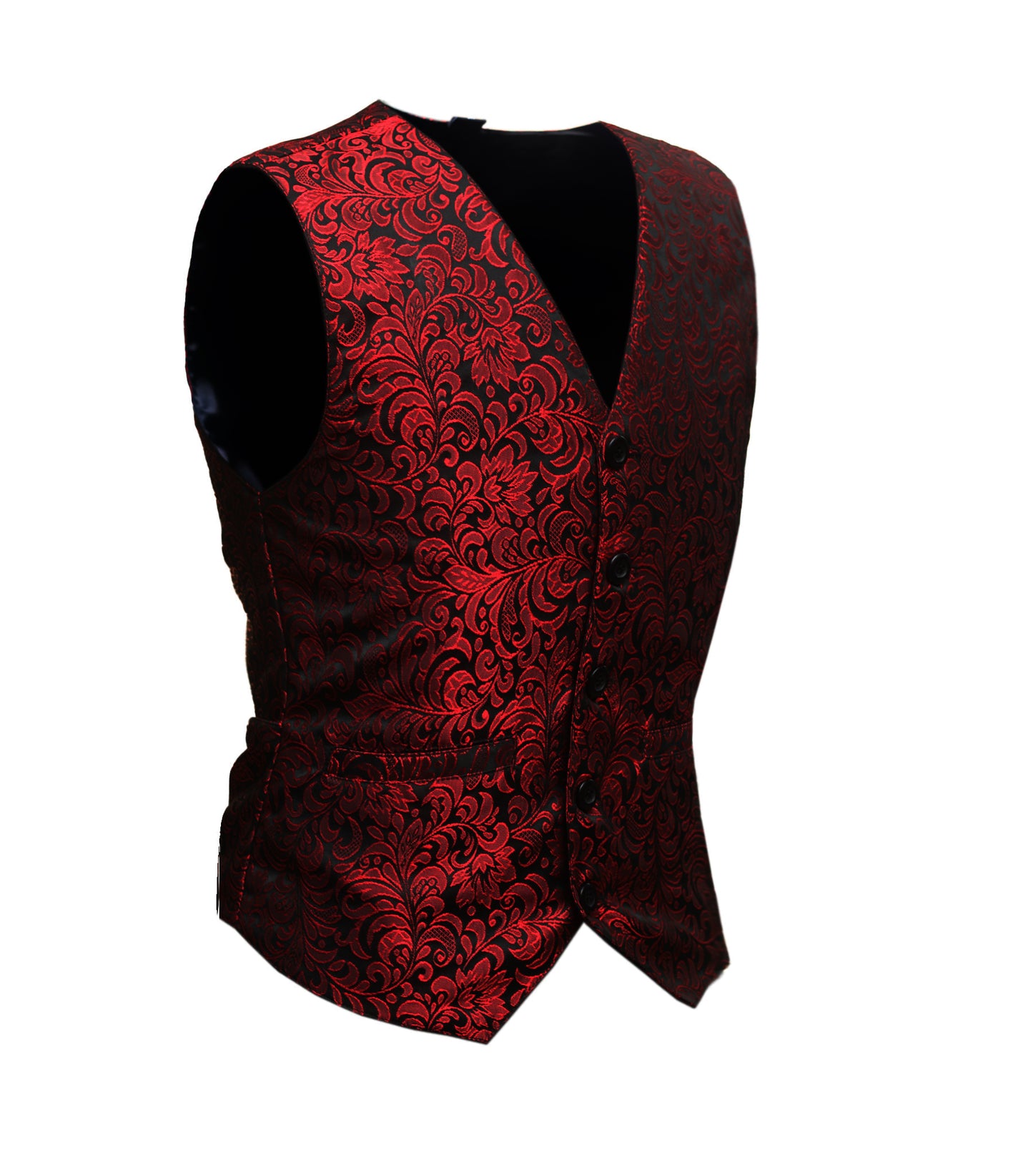 Red Brocade Men's Waist Coat