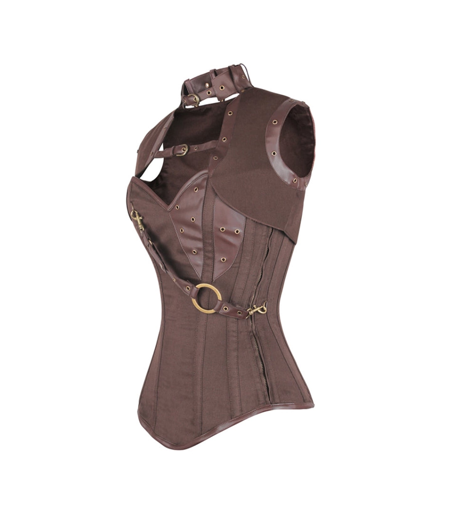 Brown Cotton Overbust Corset