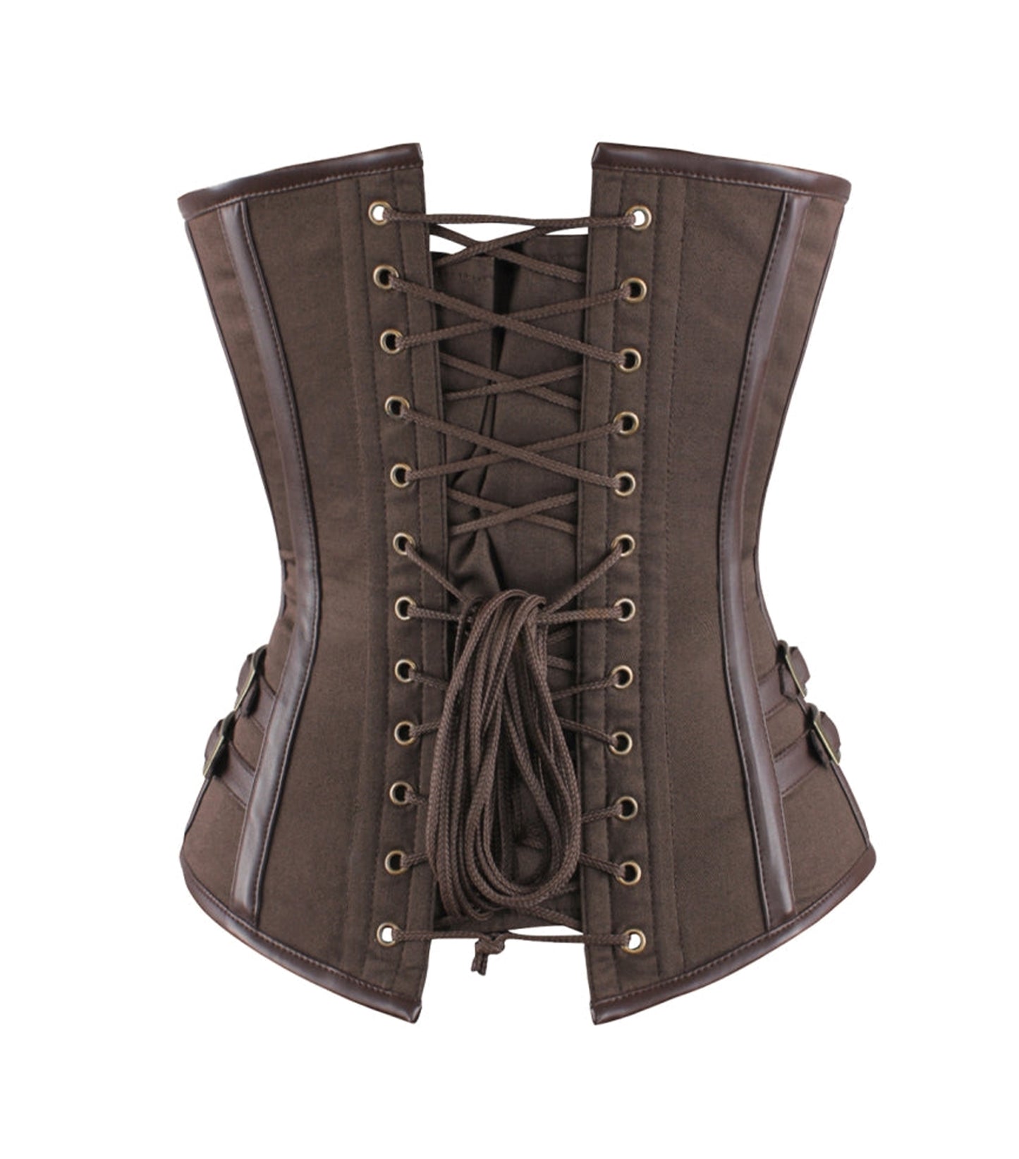 Brown Cotton Overbust Corset