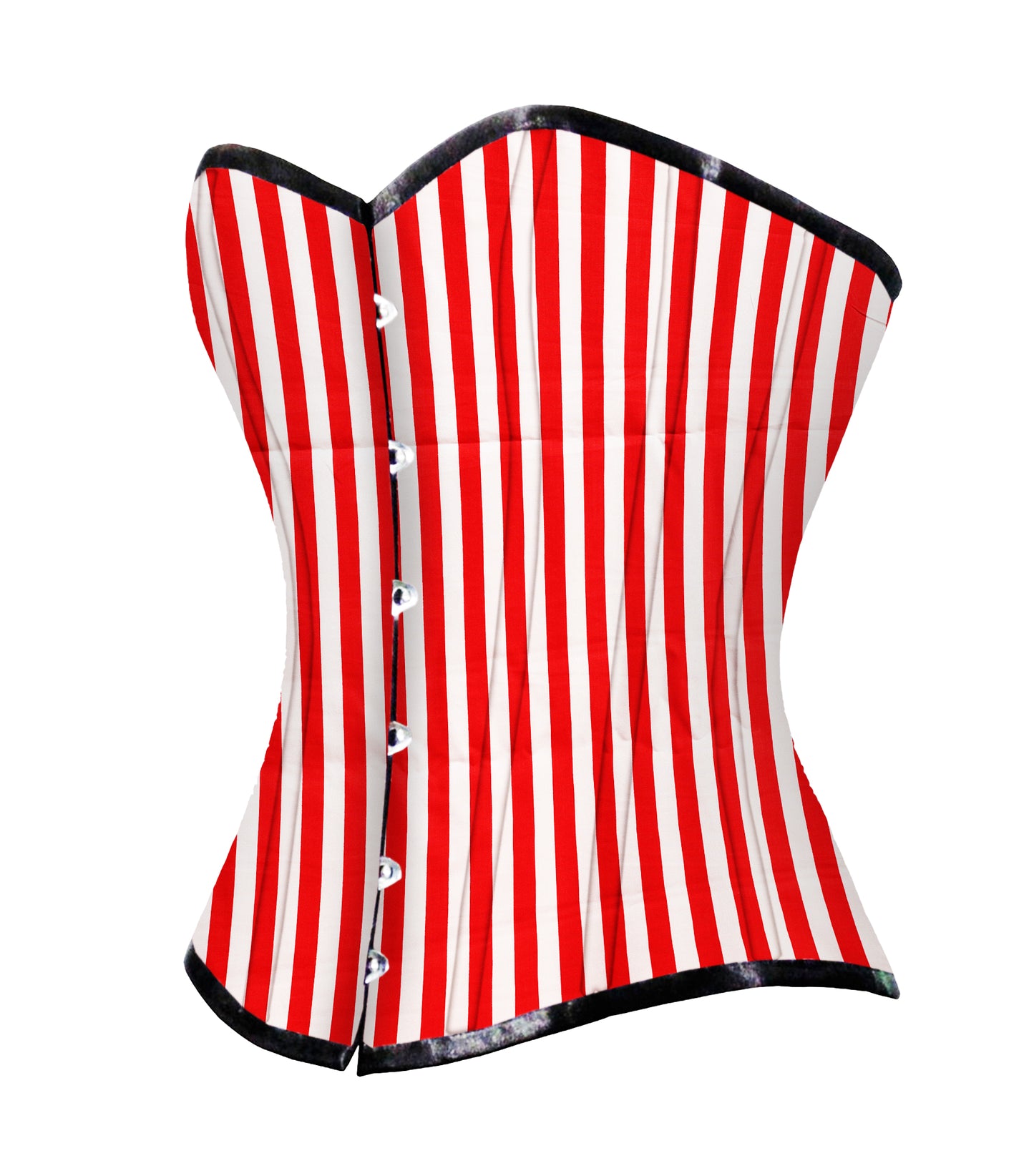 Black Red strip Cotton Authentic Overbust Corset