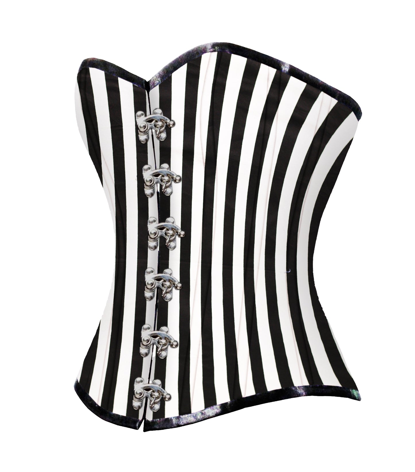 Black White strip Cotton Authentic Overbust Corset