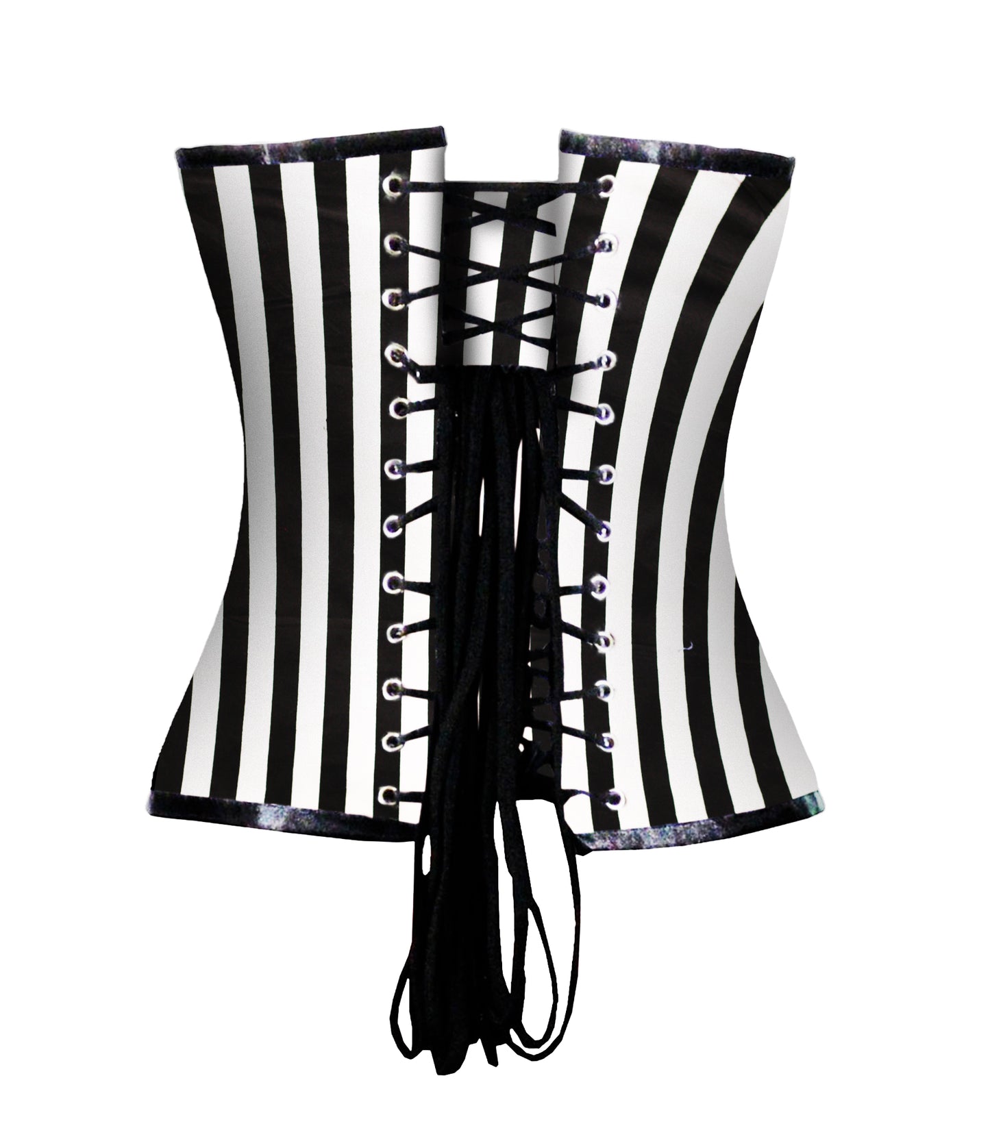 Black White strip Cotton Authentic Overbust Corset