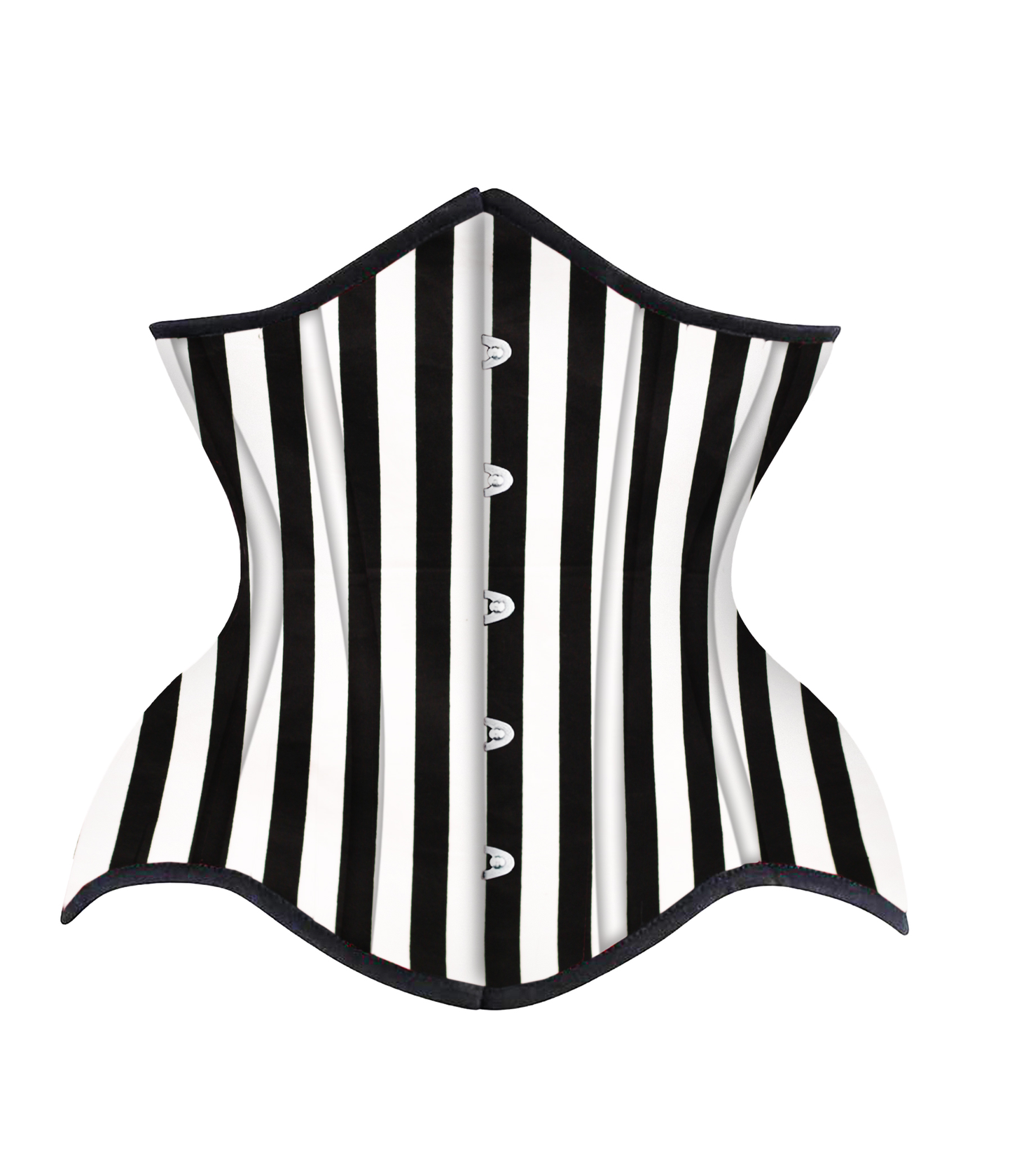 Black White Strip Cotton Authentic Steel Boned Underbust Corset