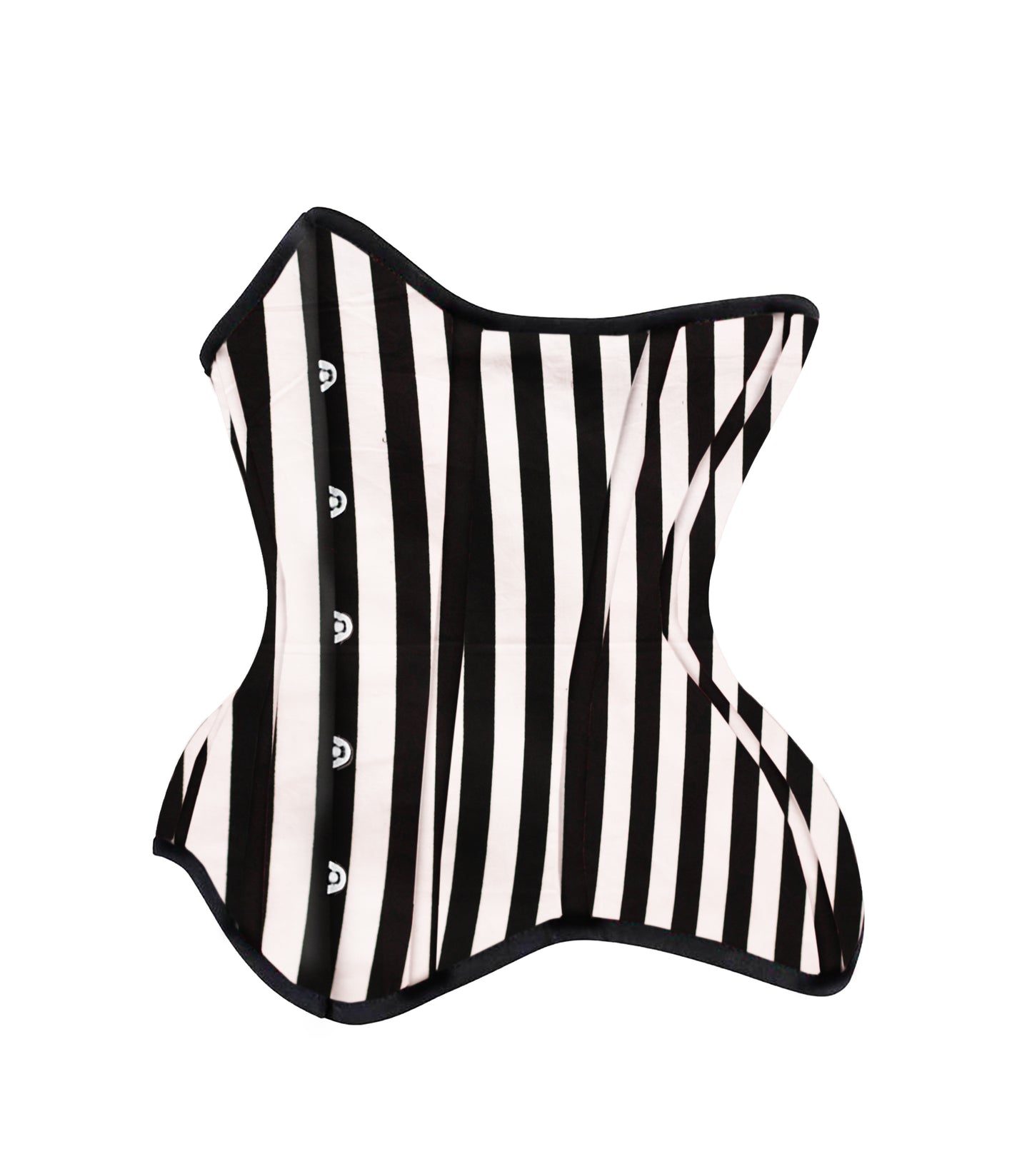 Black White Strip Cotton Authentic Steel Boned Underbust Corset