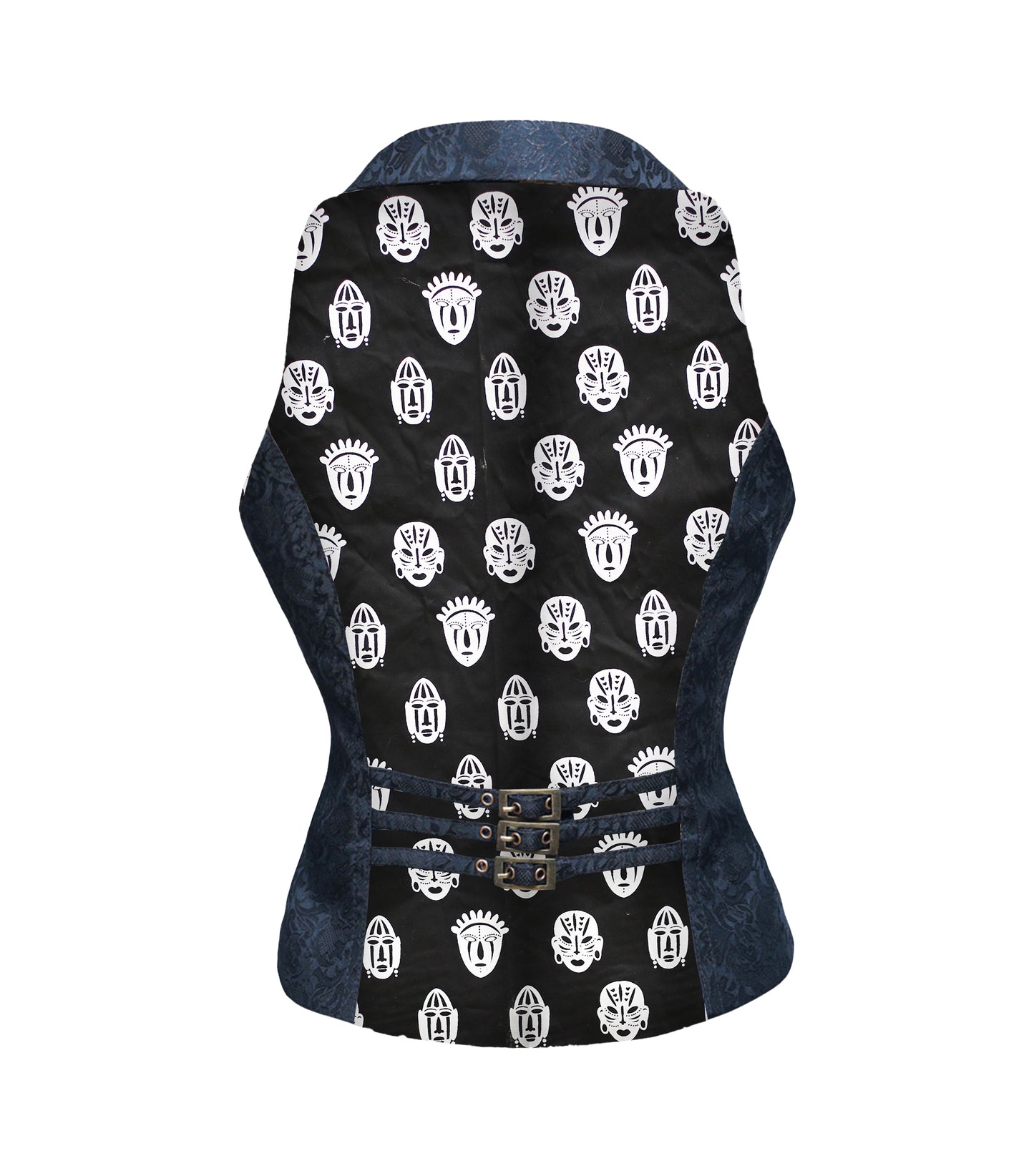 Tribal Print Black brocade Ladies Waistcoat