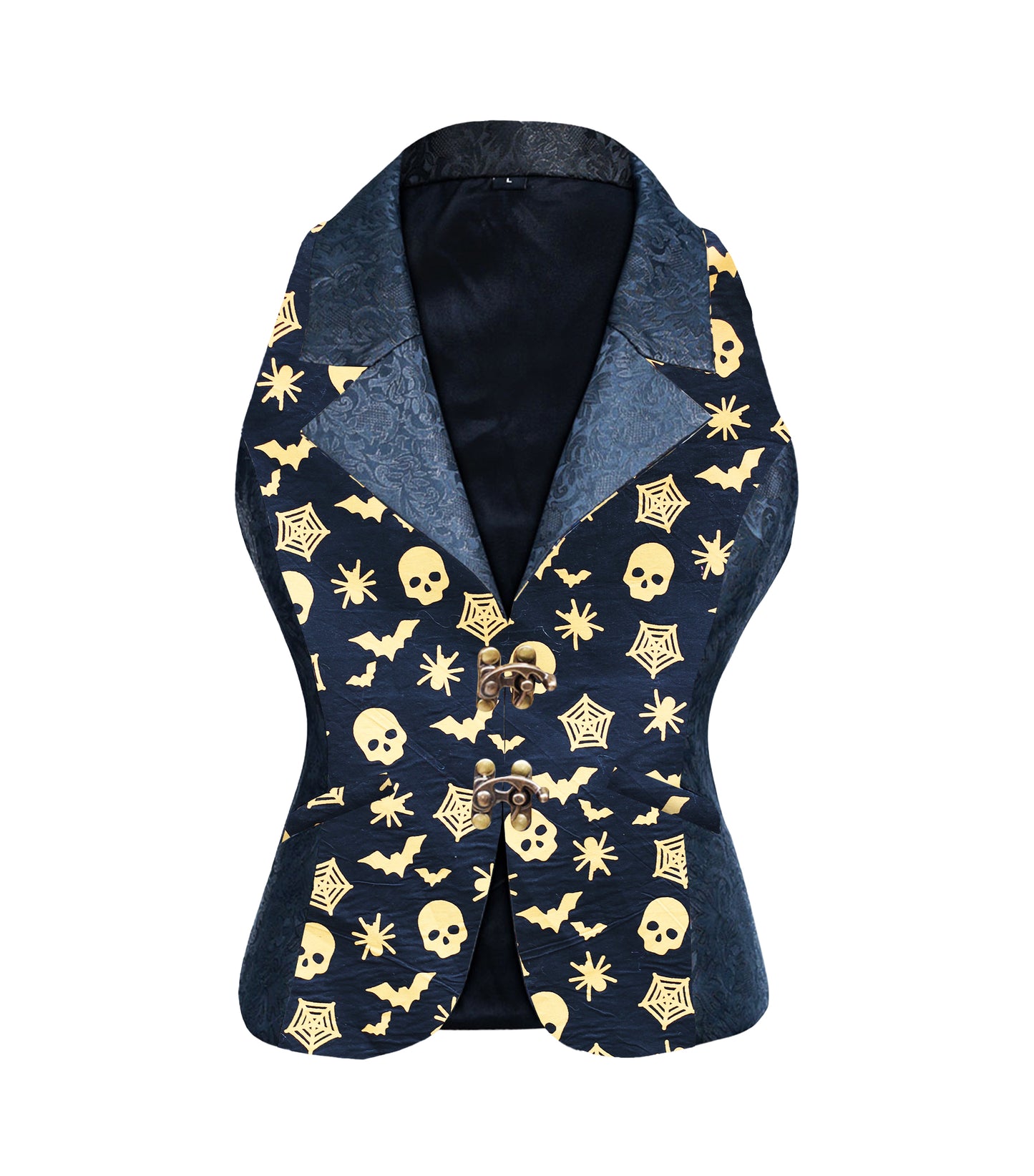 Spider Print Black brocade Ladies Waistcoat