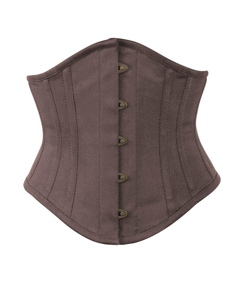 Cotton Brown Waist Reducing Authentic Steel Boned Sexy Underbust Corset Easto Garments