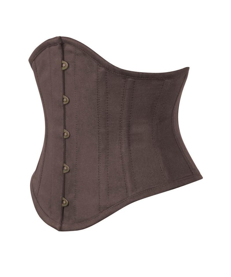 Cotton Brown Waist Reducing Authentic Steel Boned Sexy Underbust Corset Easto Garments