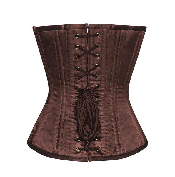 Brown Satin Waist Training Overbust Corset Easto Garments