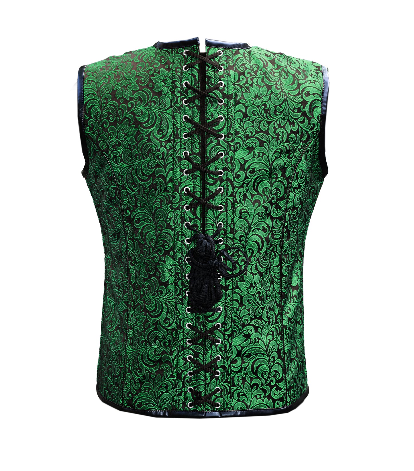 Green Vc200 Brocade Waist Reducing Overbust Men's Corset
