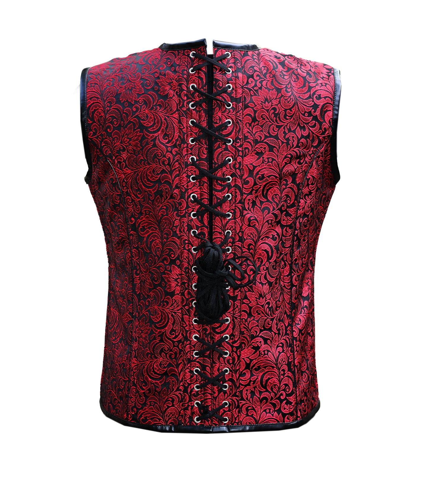 Red Vc200 Brocade Waist Reducing Overbust Men's Corset
