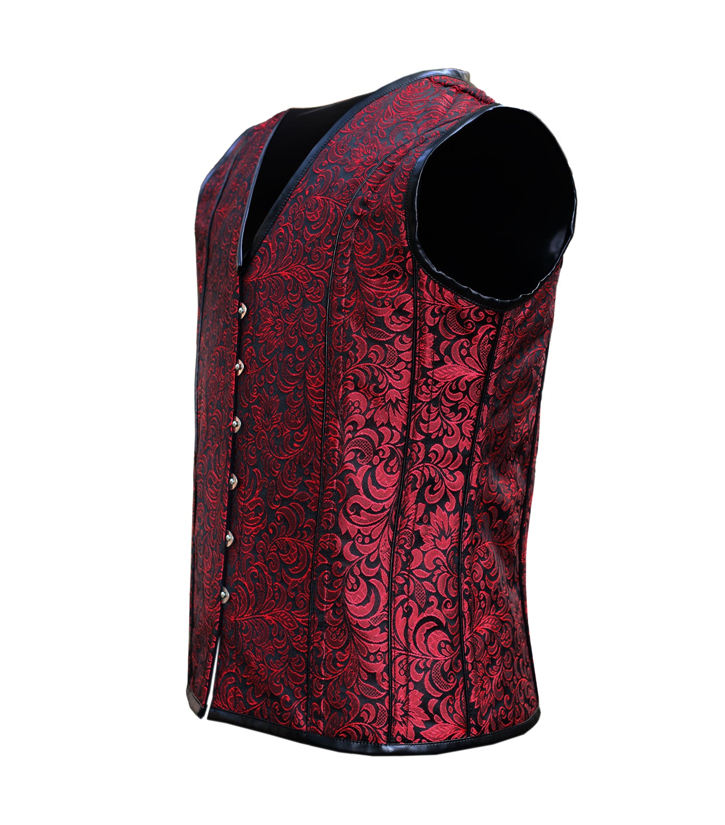 Red Vc200 Brocade Waist Reducing Overbust Men's Corset