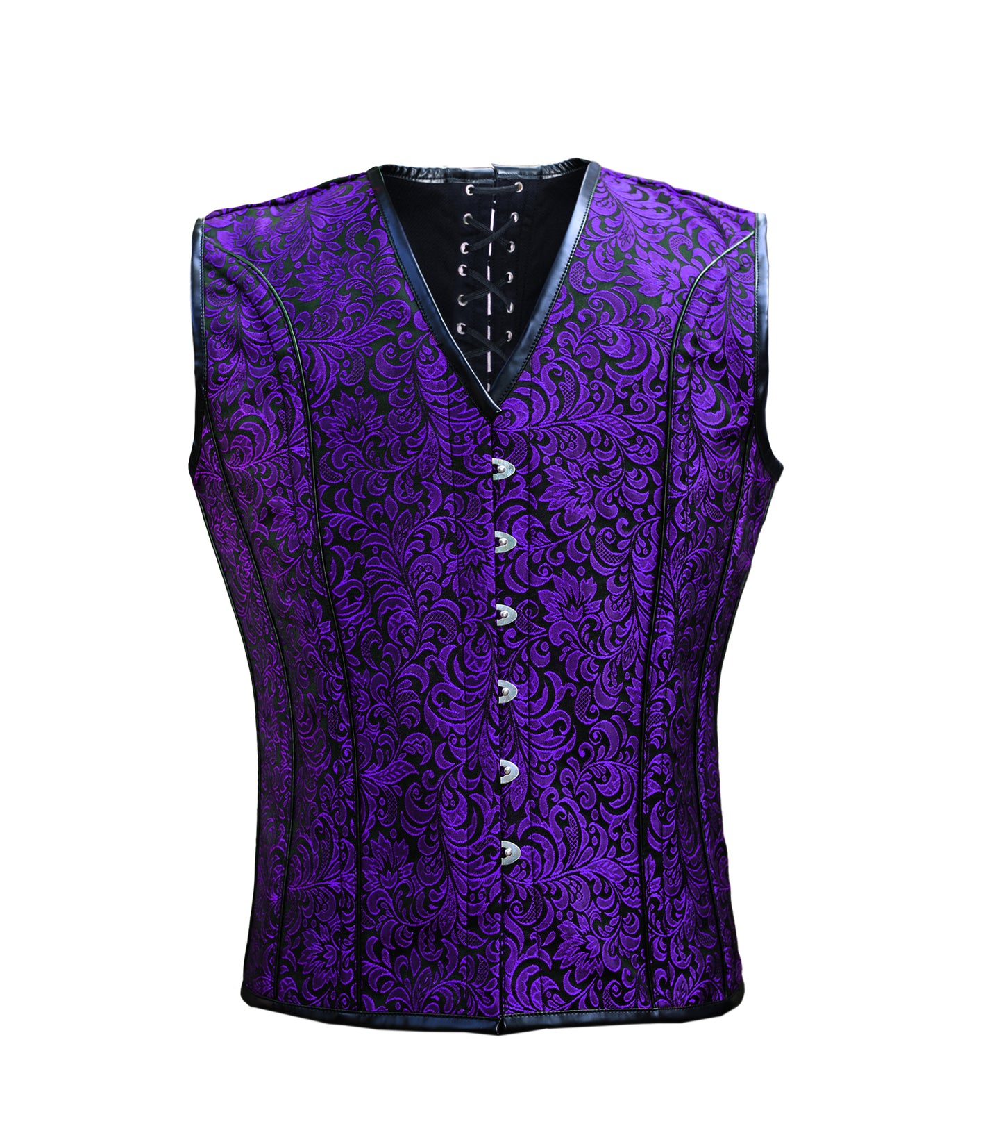 Purple Vc200 Brocade Waist Reducing Overbust Men's Corset