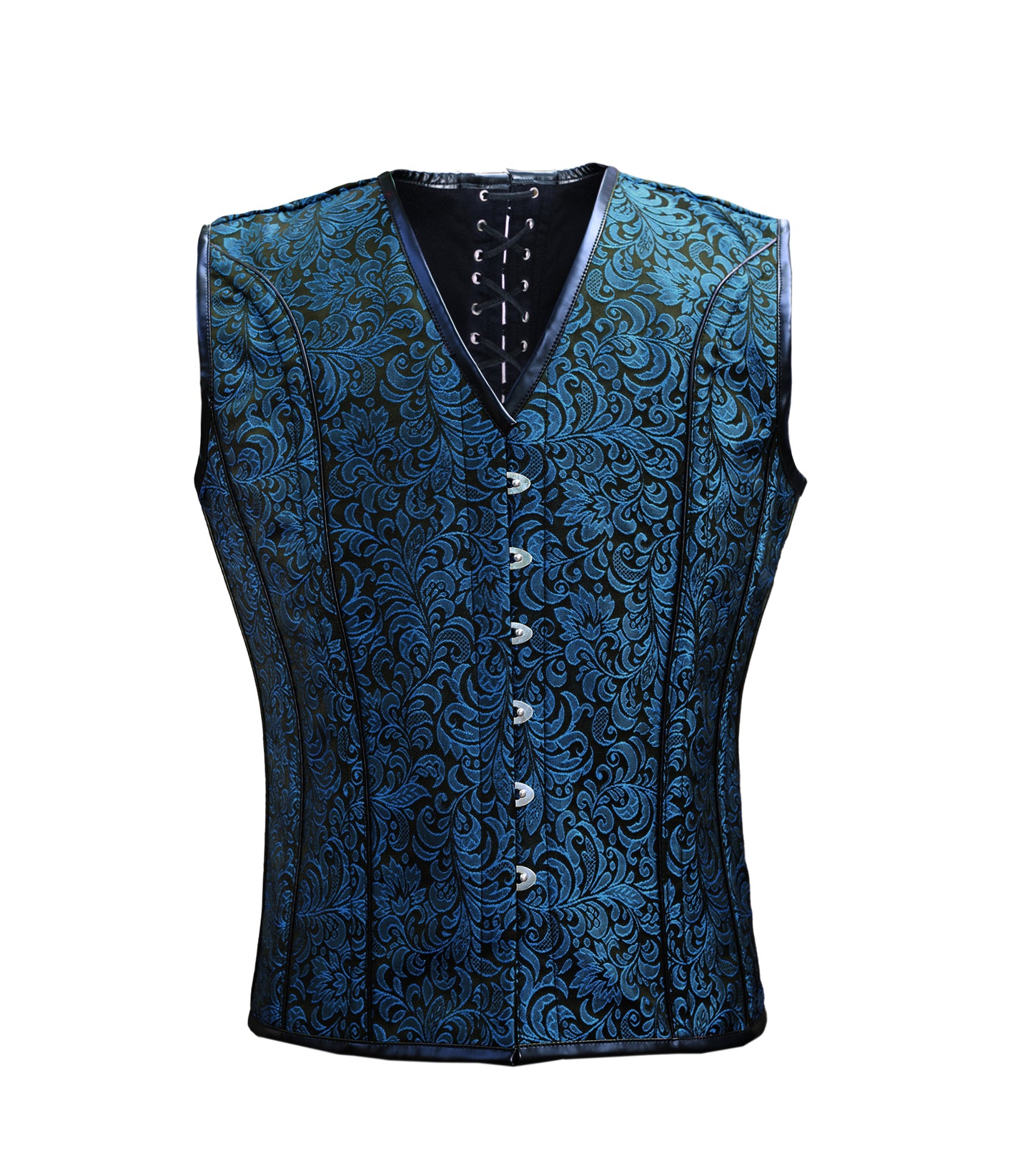 Turquoise Vc200 Brocade Waist Reducing Overbust Men's Corset