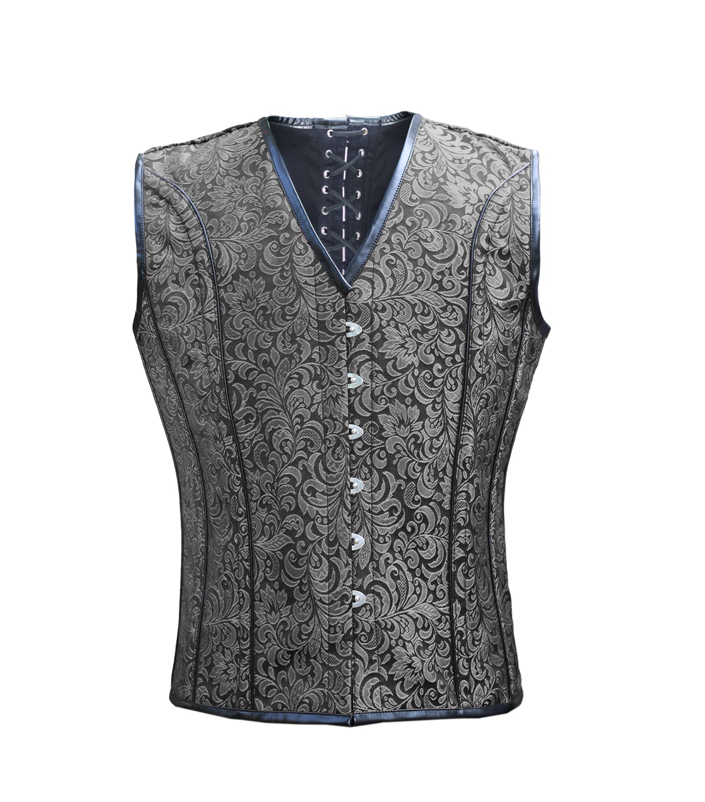Silver Vc200 Brocade Waist Reducing Overbust Men's Corset